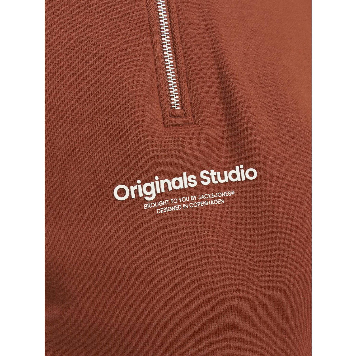 JACK & JONES ORIGINALS sweater JORVESTERBRO met printopdruk brandy brown