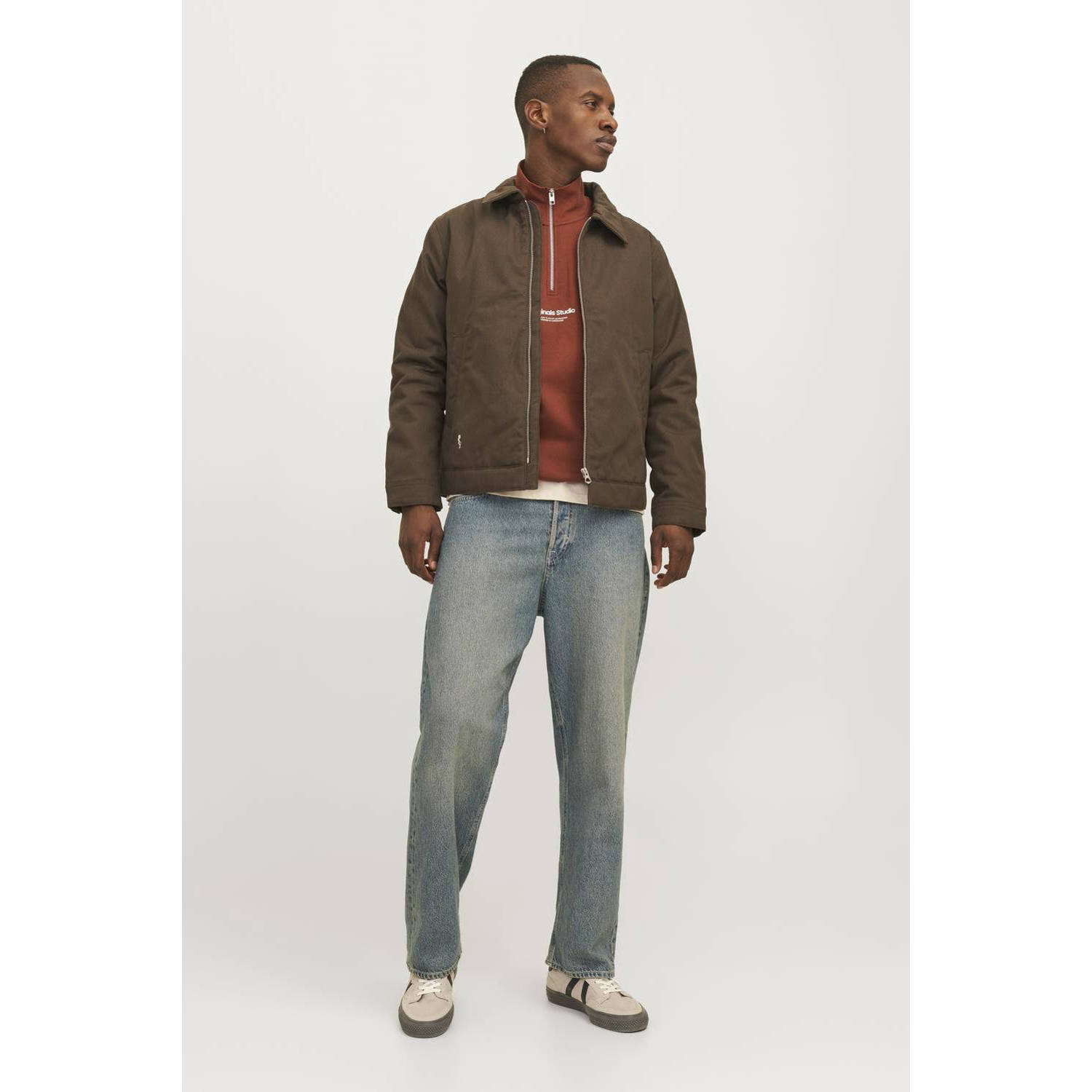 JACK & JONES ORIGINALS sweater JORVESTERBRO met printopdruk brandy brown