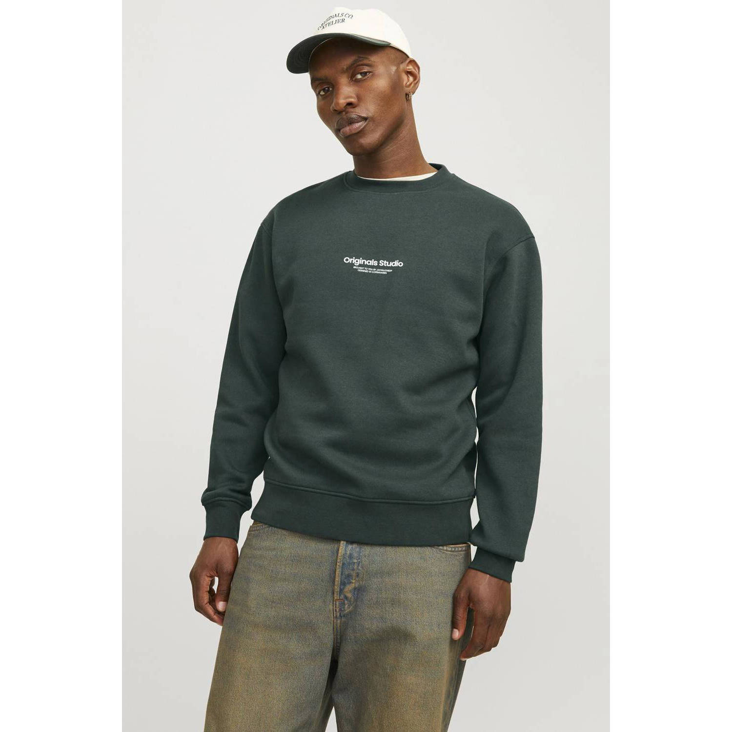 JACK & JONES ORIGINALS sweater JORVESTERBRO met printopdruk forest river