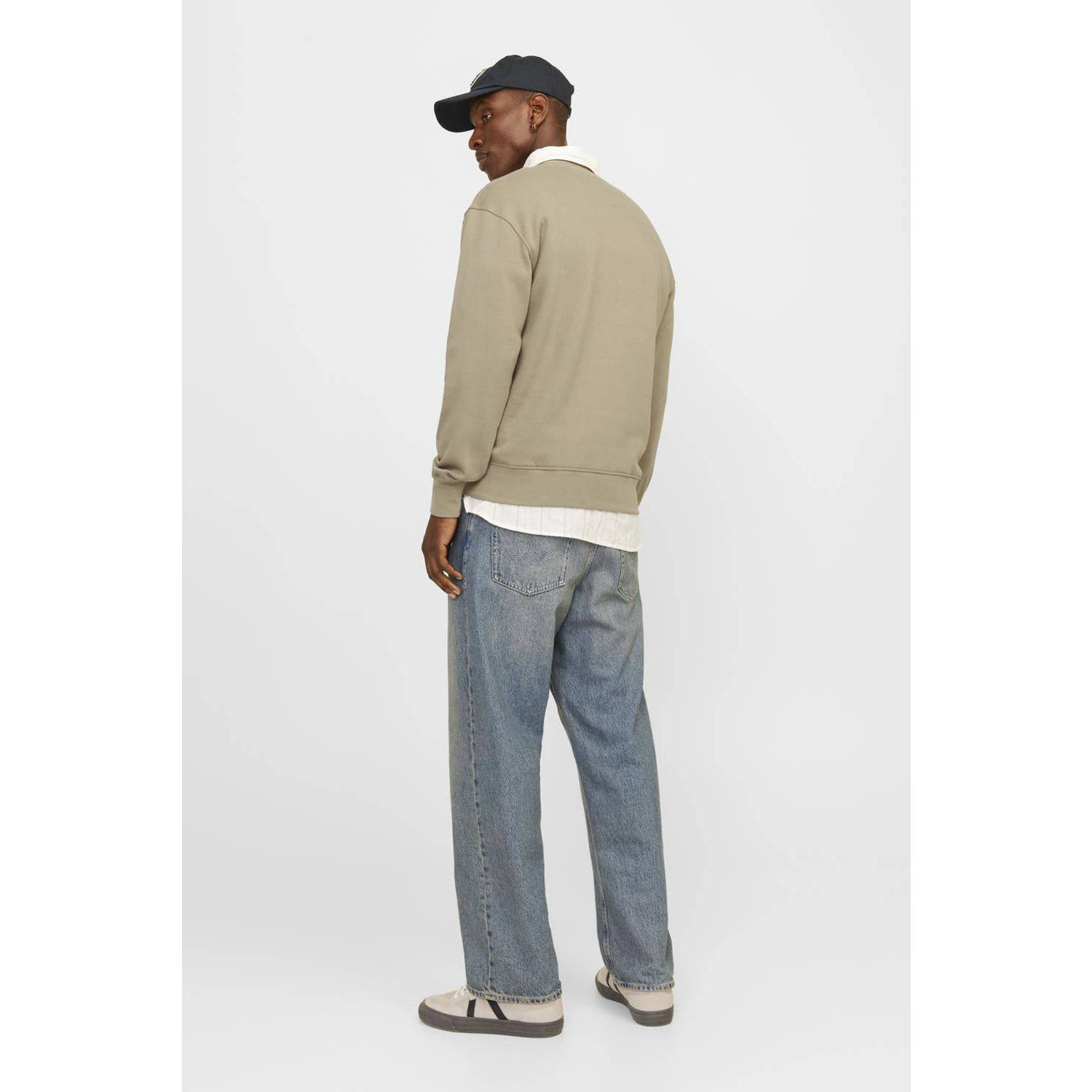 JACK & JONES ORIGINALS sweater JORVESTERBRO met printopdruk silver sage