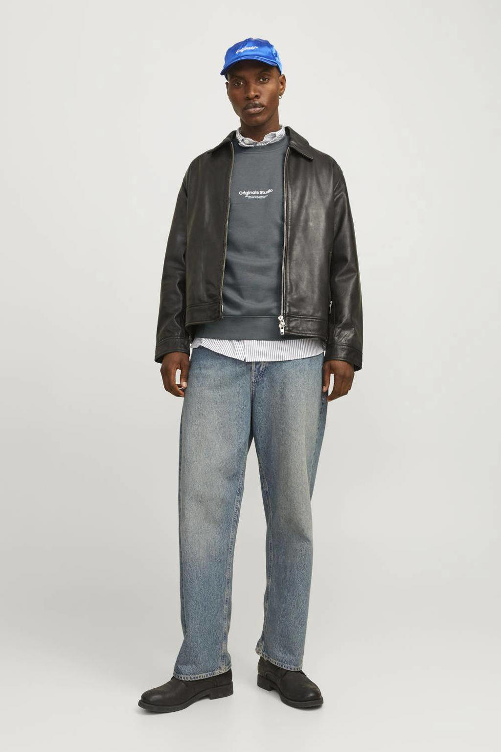 JACK & JONES ORIGINALS sweater JORVESTERBRO met printopdruk iron gate