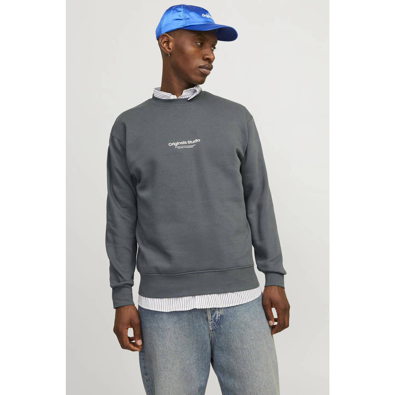 JACK & JONES ORIGINALS sweater JORVESTERBRO met printopdruk iron gate