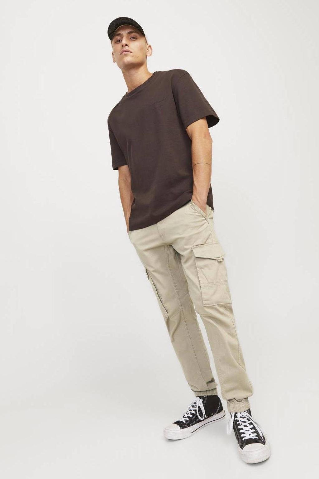 JACK & JONES PANTS STUDIO slim fit cargobroek JPSTPAUL FLAKE beige