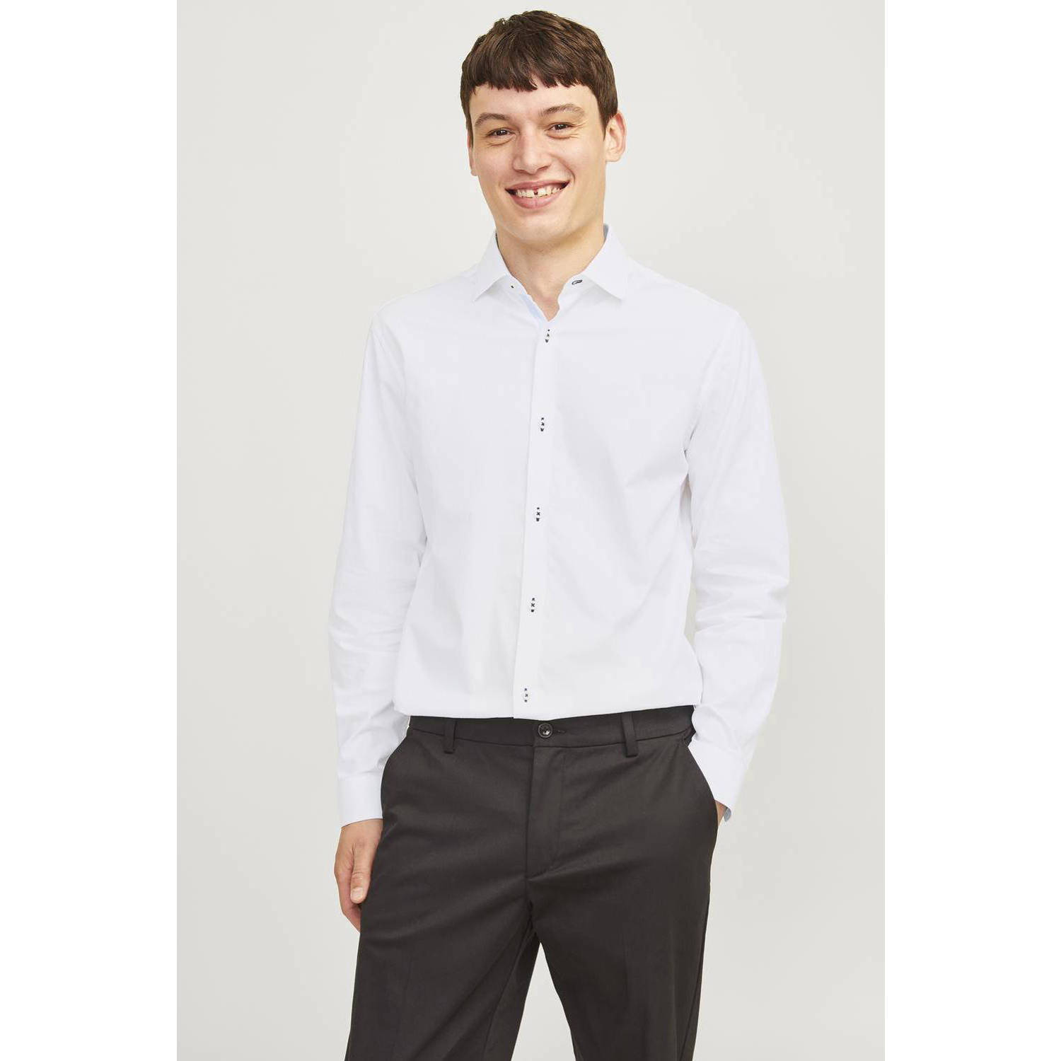 JACK & JONES PREMIUM slim fit overhemd JPRBLAPARKER bright white