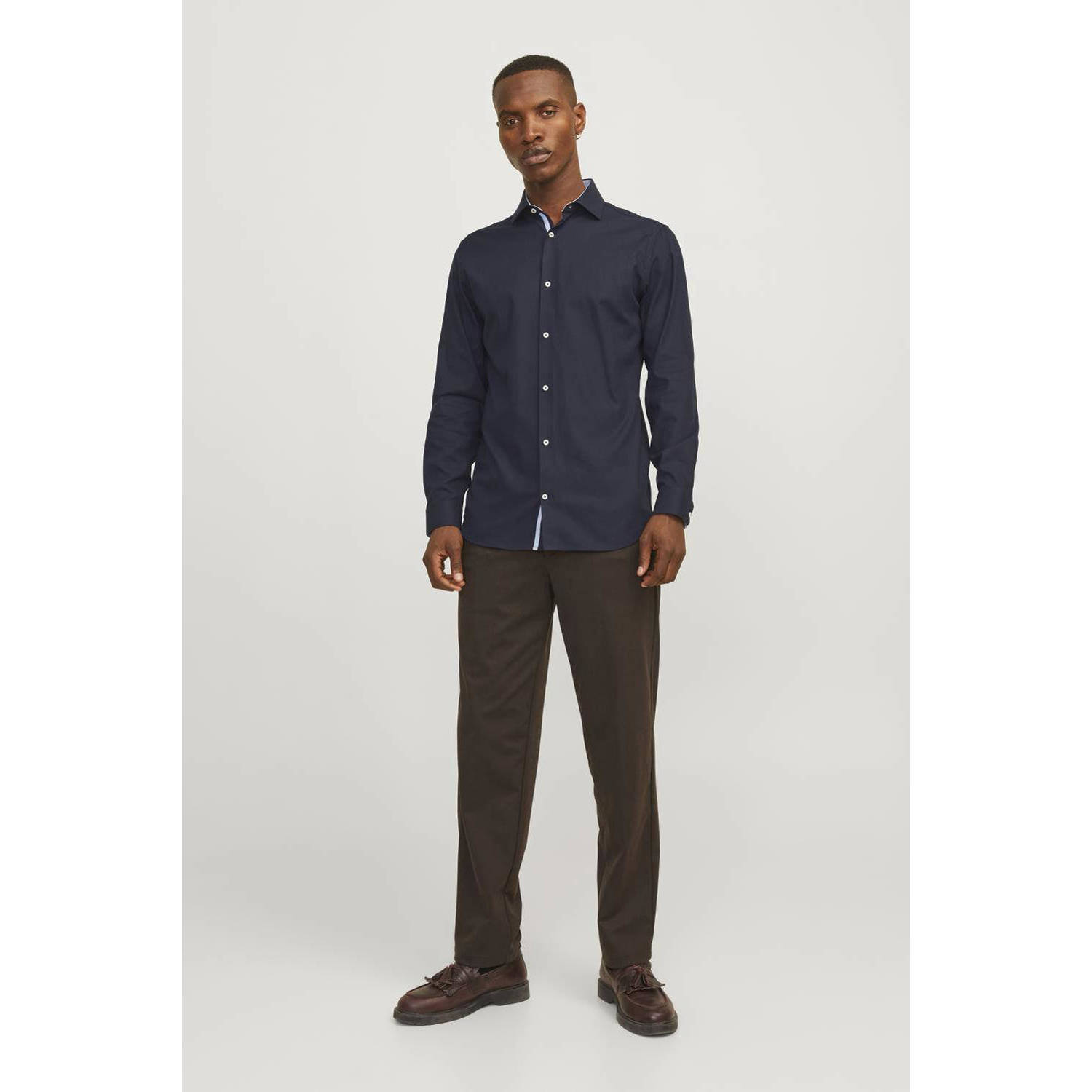 JACK & JONES PREMIUM slim fit overhemd JPRBLAPARKER night sky