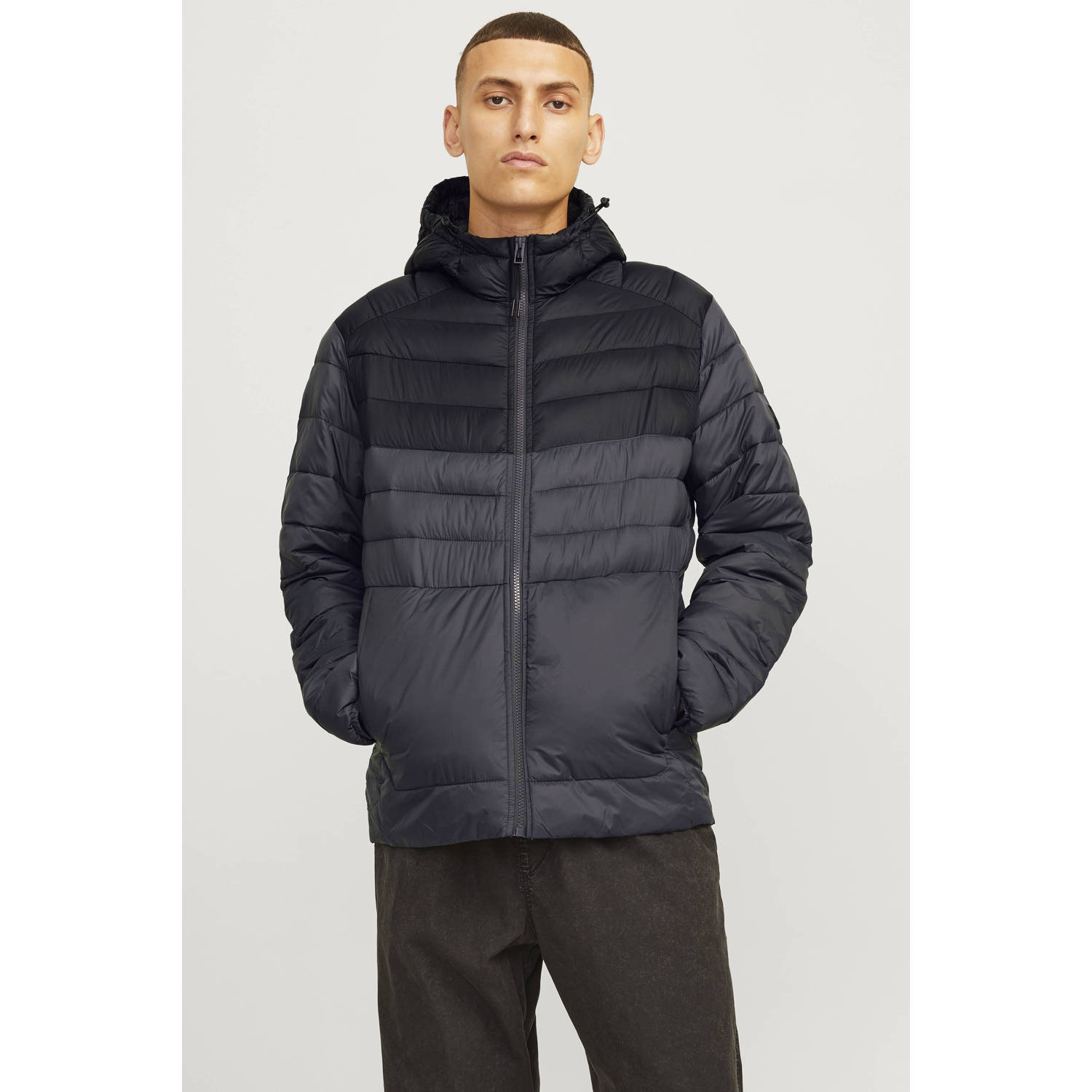 JACK & JONES ESSENTIALS gewatteerde jas JJESPRINT asphalt