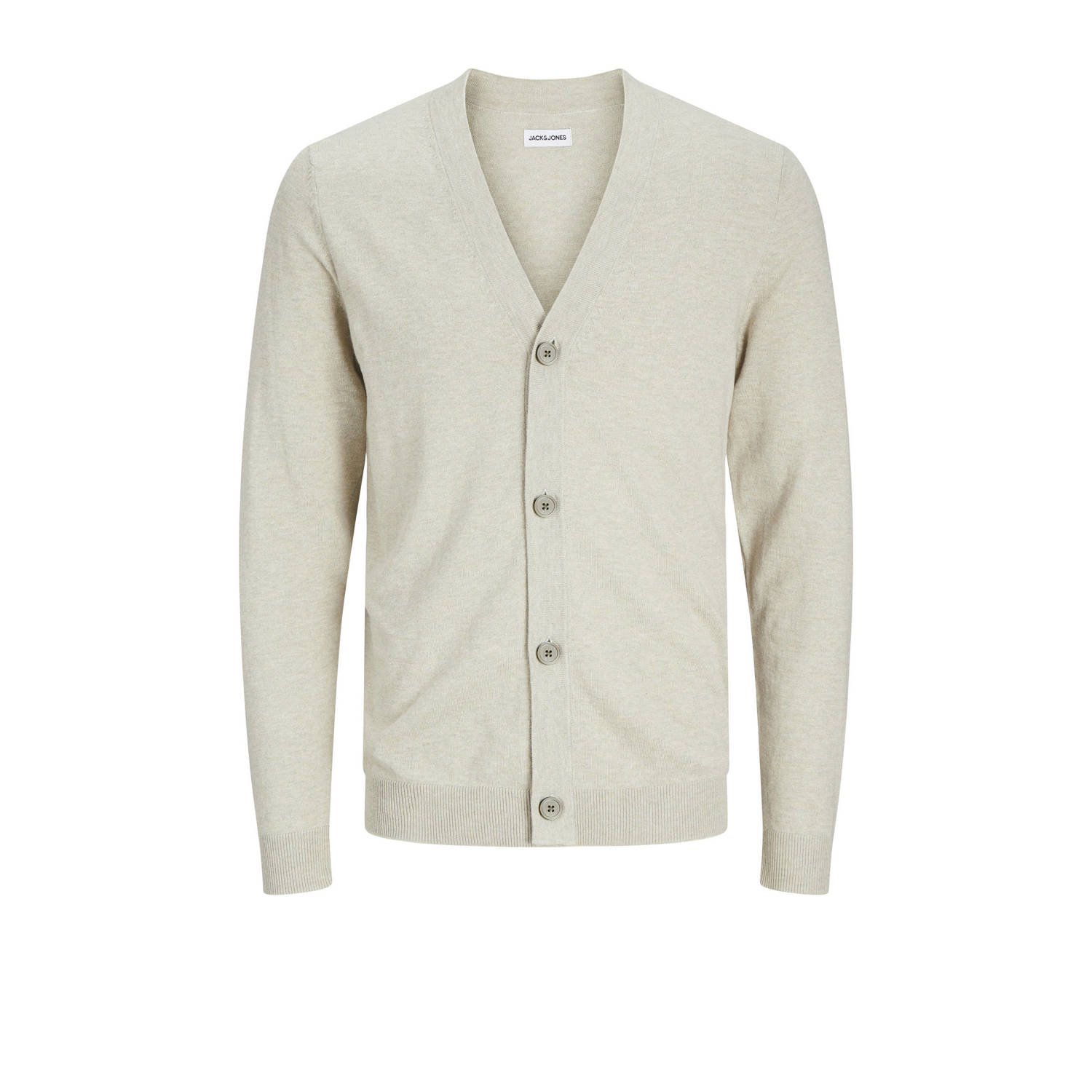 JACK & JONES ESSENTIALS gemêleerd fijngebreid vest JJEEMIL oatmeal