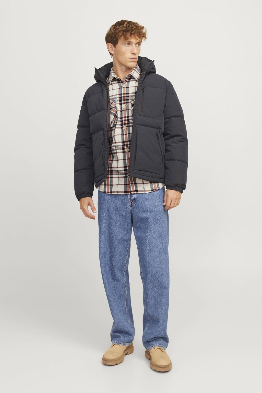 JACK & JONES ESSENTIALS overshirt ecru / roodbruin