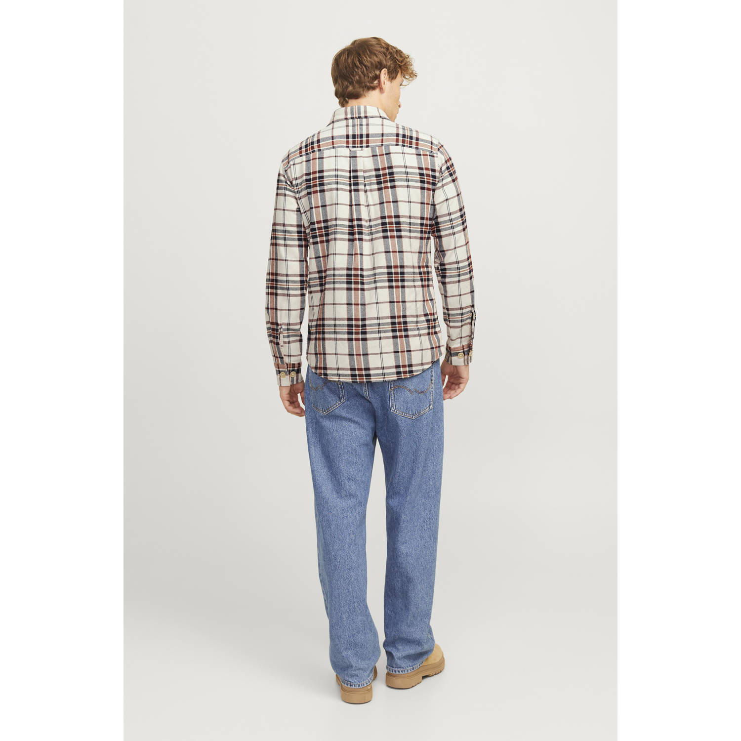 JACK & JONES ESSENTIALS overshirt ecru roodbruin
