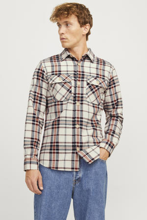 overshirt ecru / roodbruin