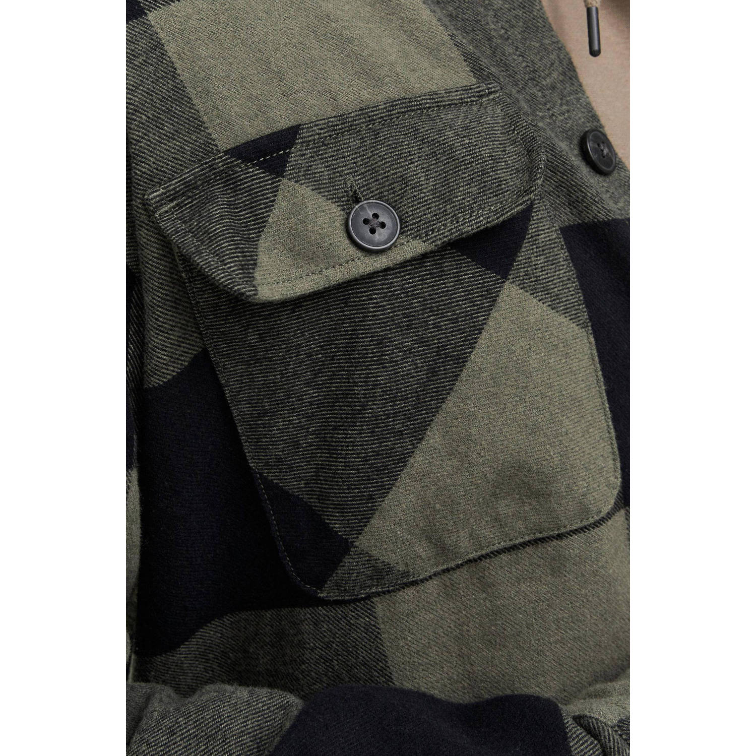 JACK & JONES ESSENTIALS geruit regular fit overshirt JJEDARREN dusty olive