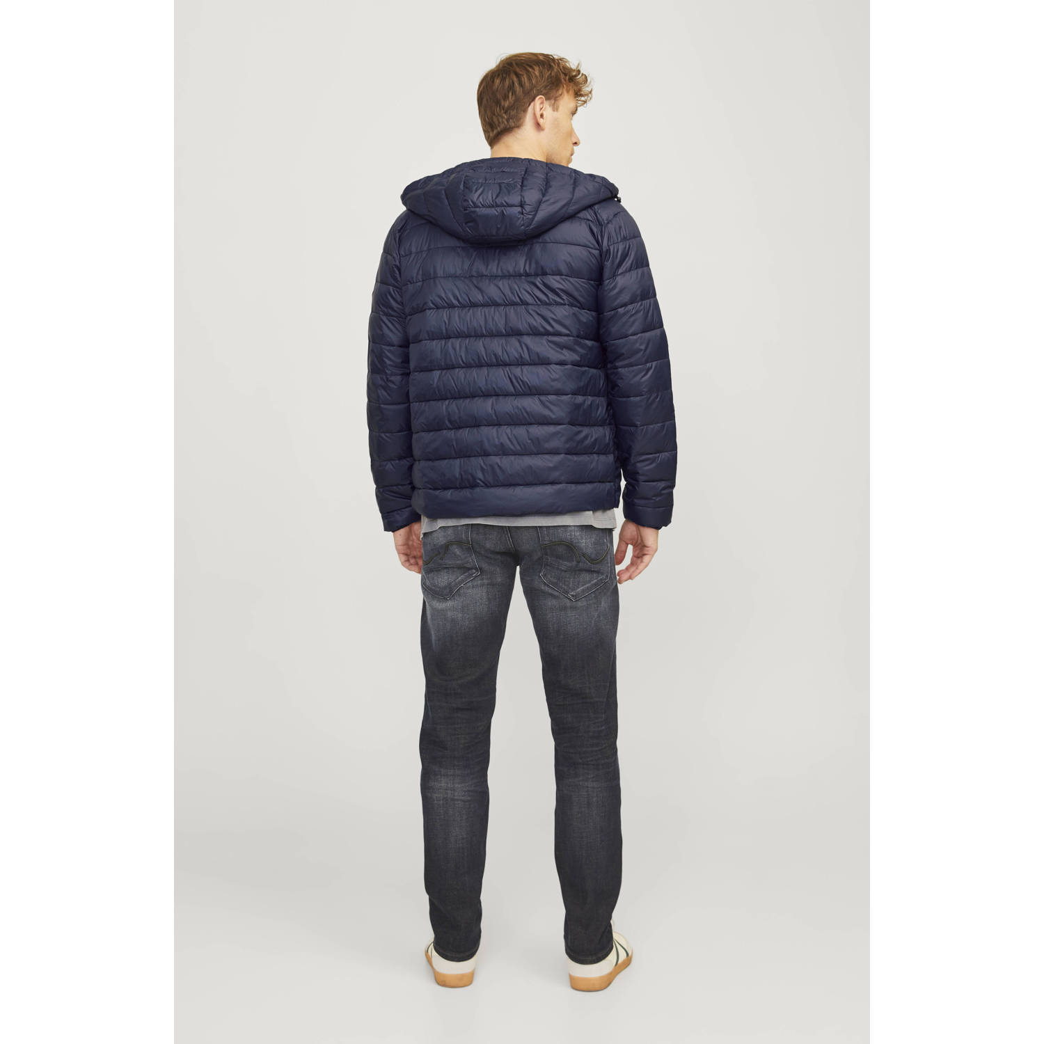 JACK & JONES ESSENTIALS gewatteerde jas JJESPRINT donkerblauw
