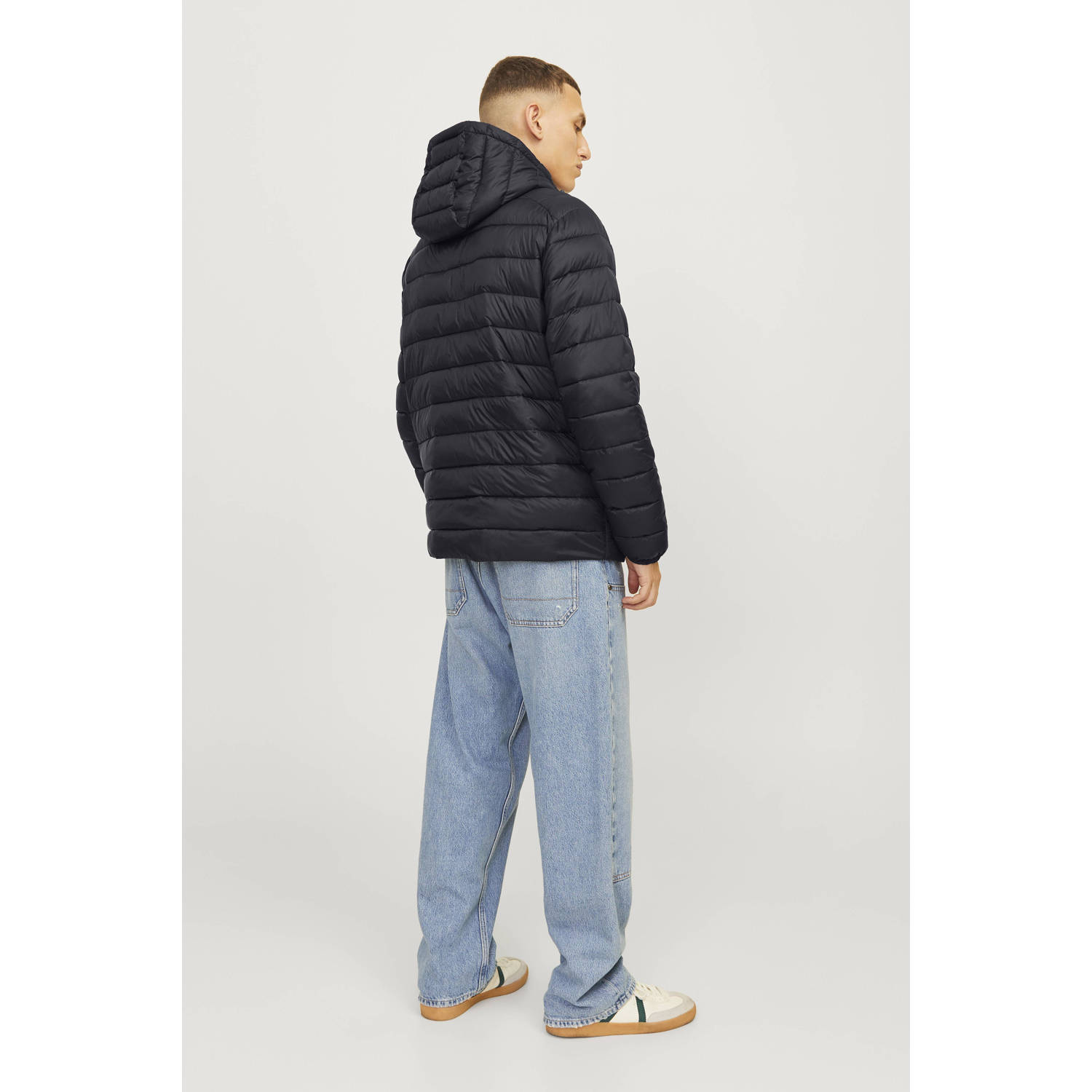JACK & JONES ESSENTIALS gewatteerde jas JJESPRINT zwart
