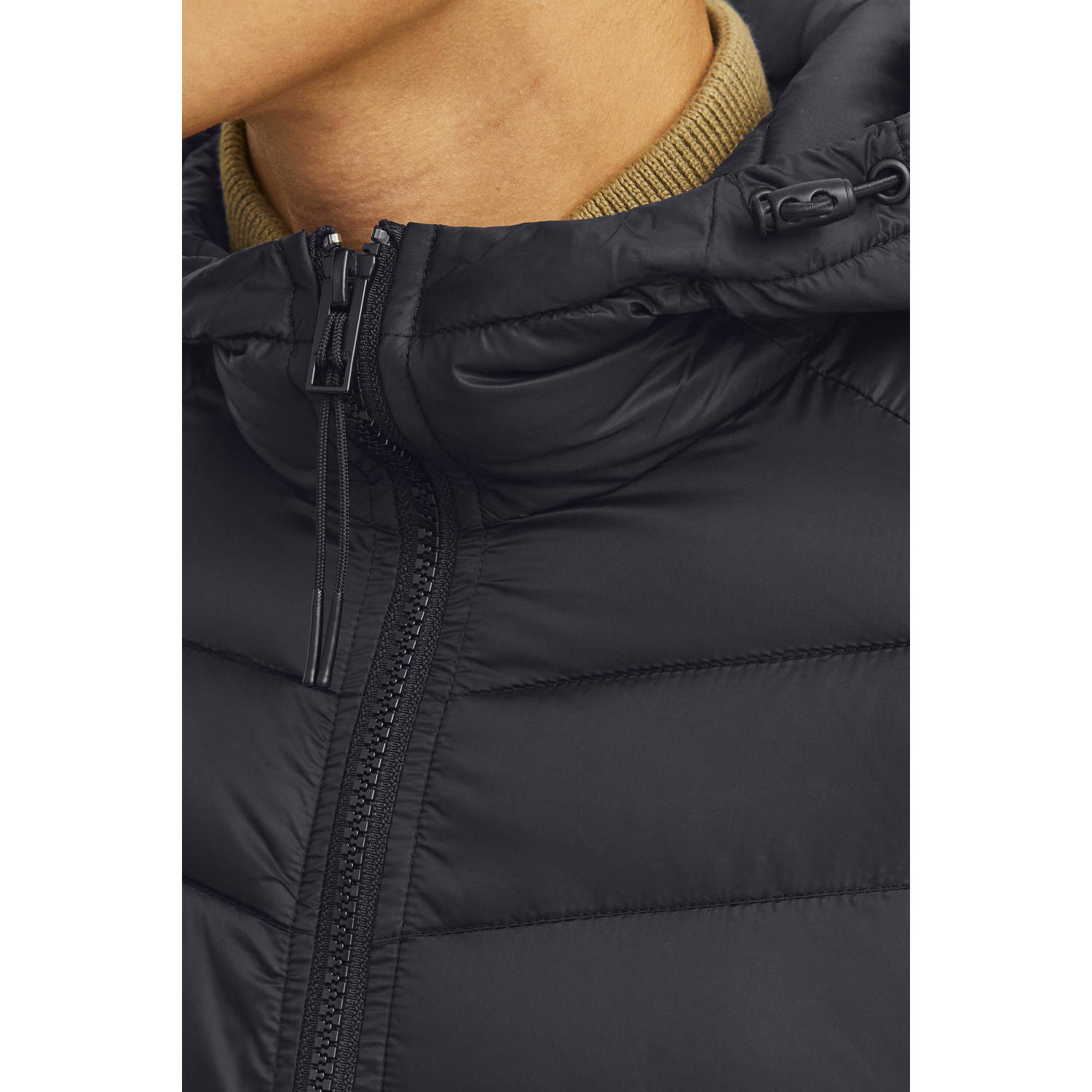 JACK & JONES ESSENTIALS gewatteerde jas JJESPRINT zwart