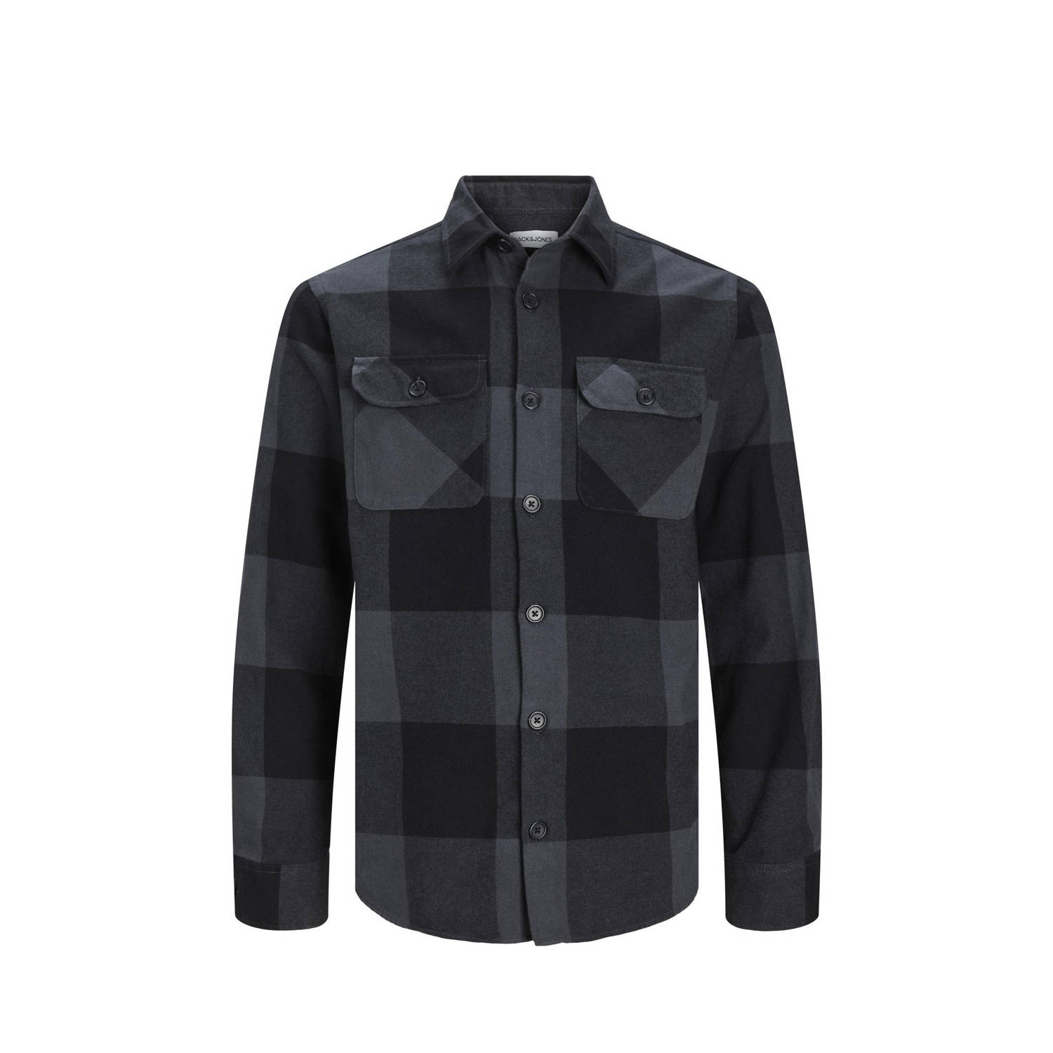 JACK & JONES ESSENTIALS geruit regular fit overshirt JJEDARREN asphalt