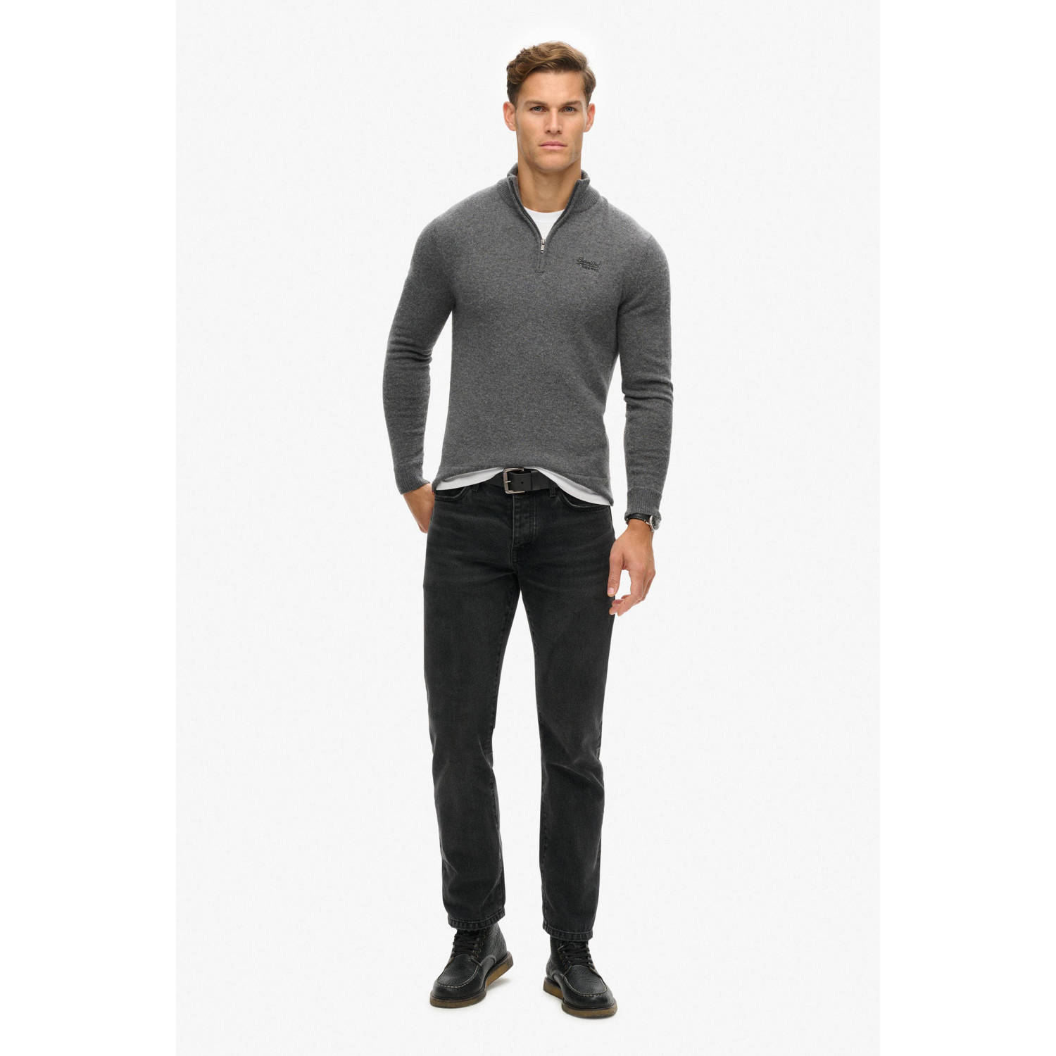 Superdry wol gebreide trui grijs