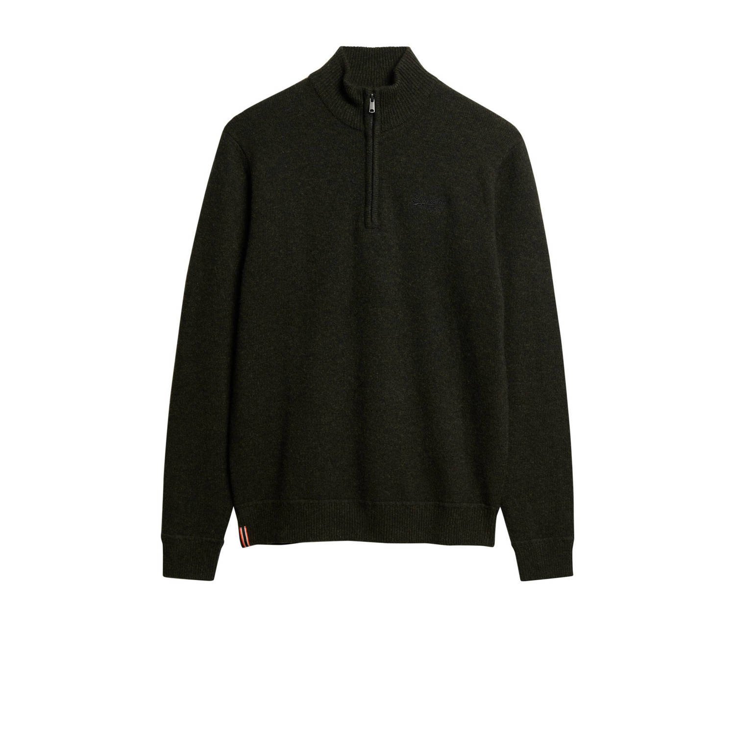 Superdry Essential Half Zip Wolmix Pullover Donkergroen