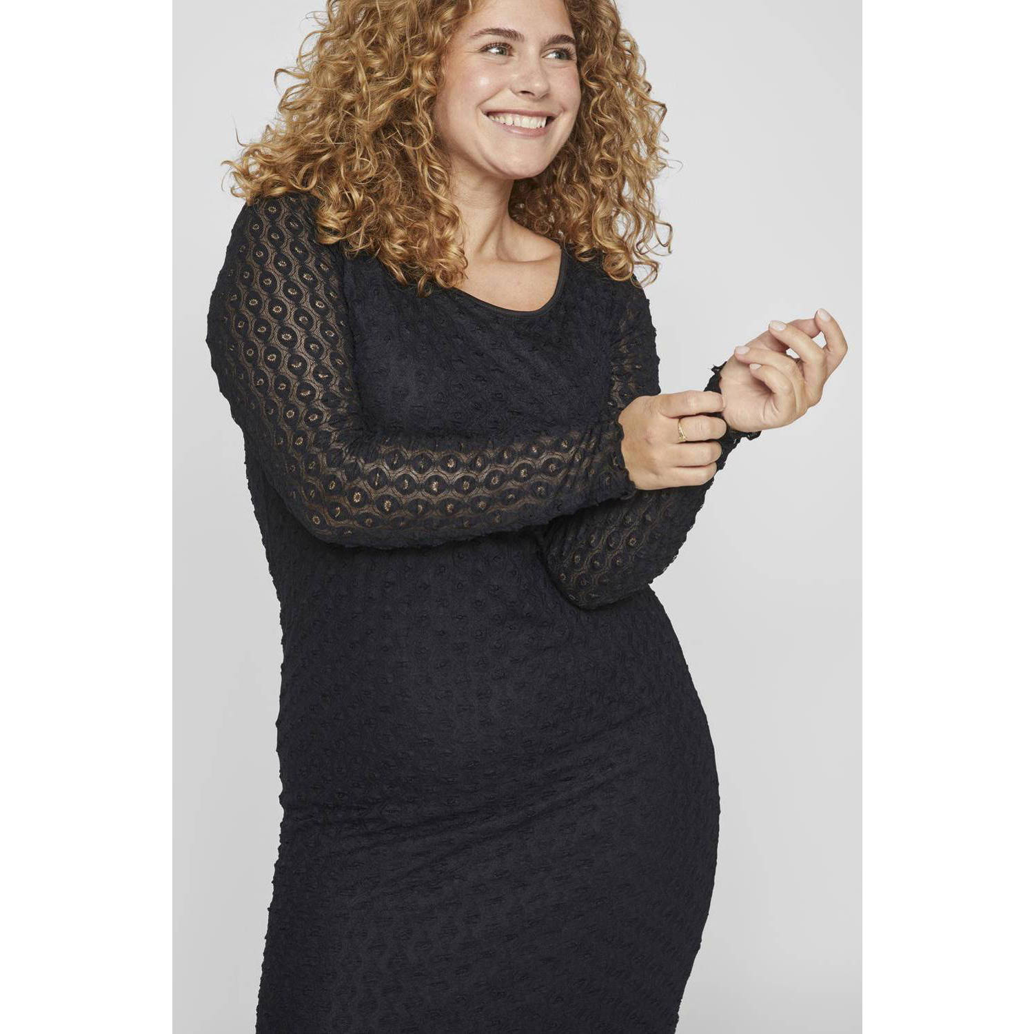 EVOKED VILA semi-transparante bodycon jurk zwart