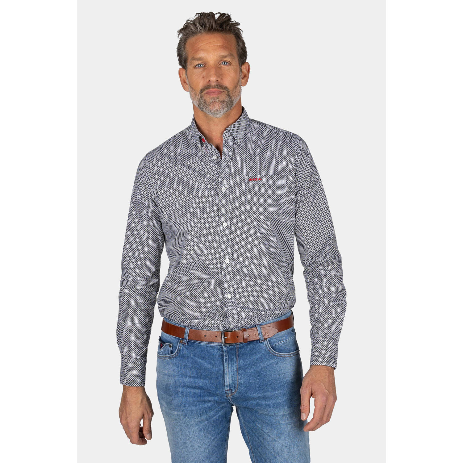 New Zealand Auckland regular fit overhemd Bryson met all over print blauw