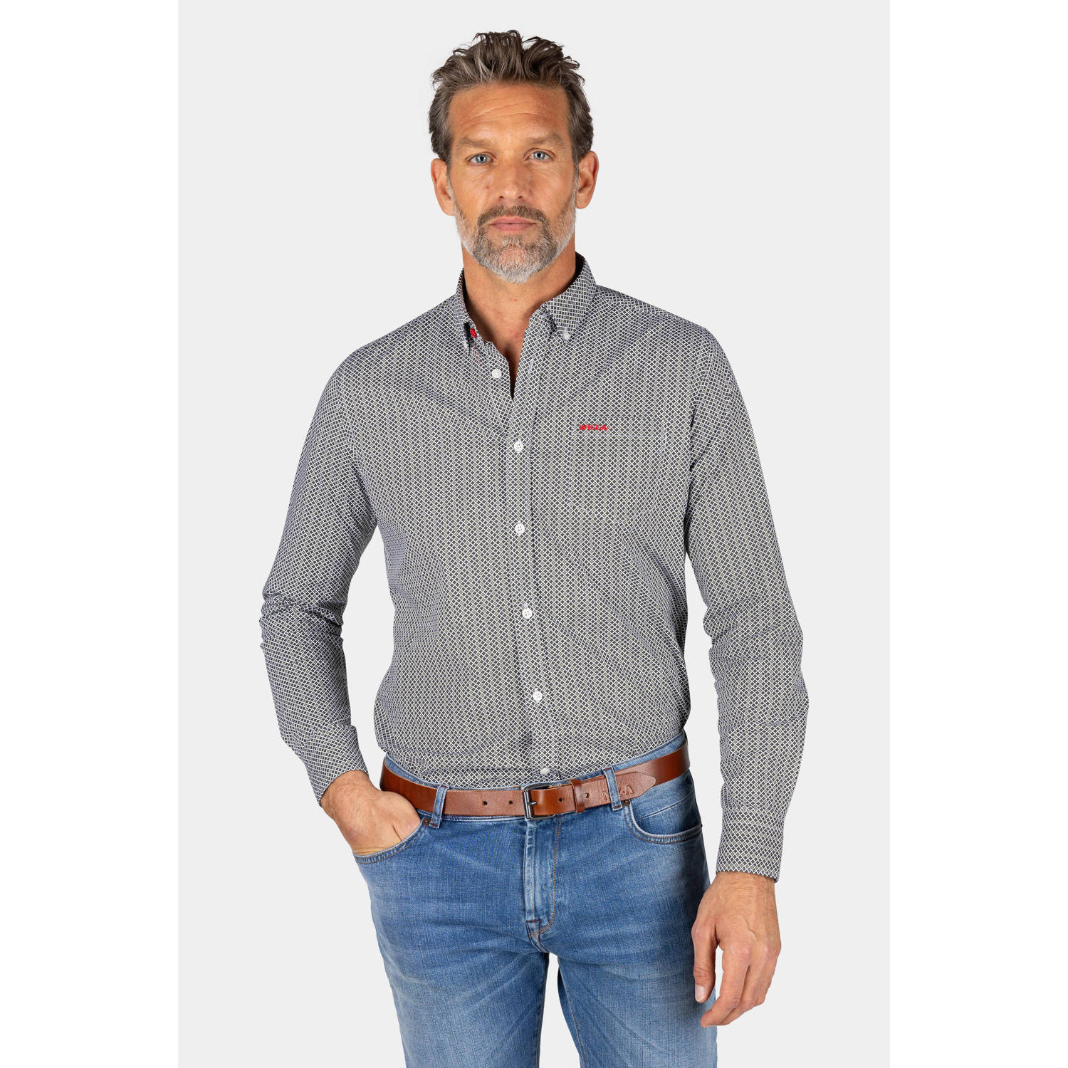 New Zealand Auckland regular fit overhemd Bryson met all over print blauw