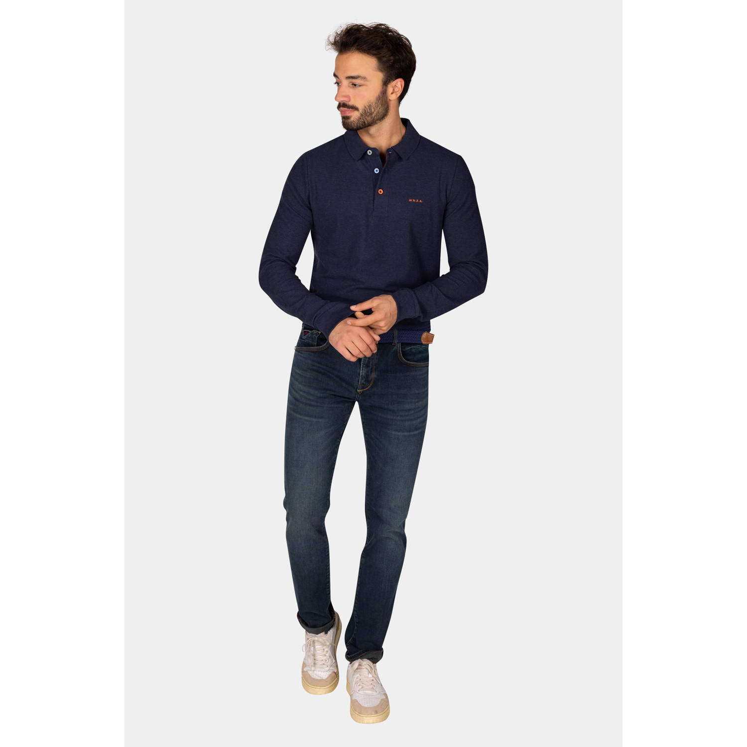 New Zealand Auckland polo Isaac met logo donkerblauw