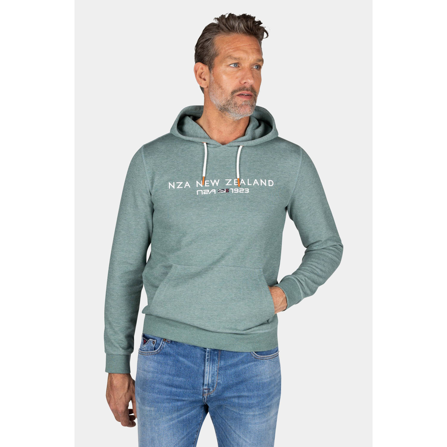 New Zealand Auckland hoodie David met logo groen