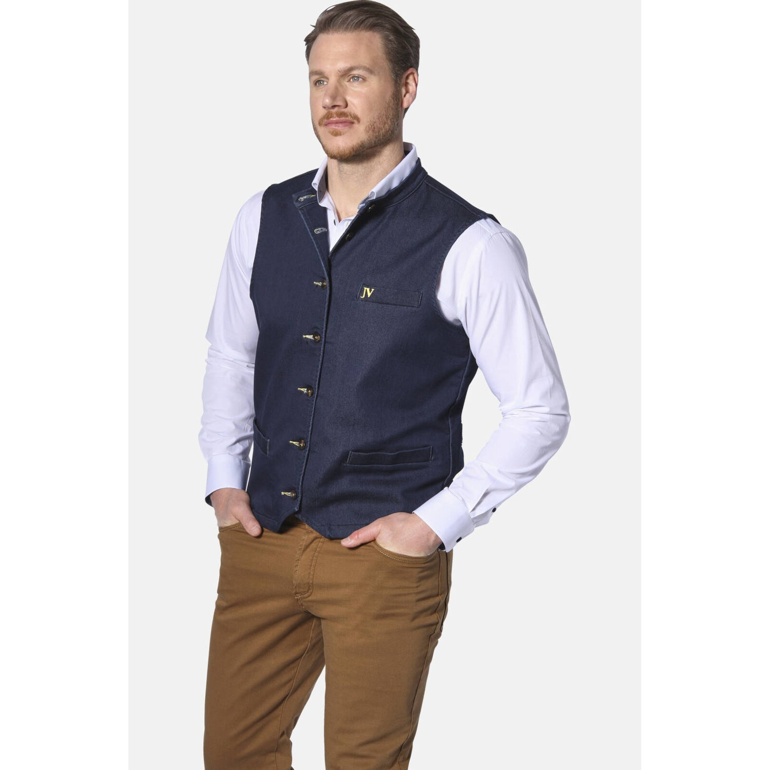 Jan Vanderstorm gilet HILDEVIN Plus Size donkerblauw