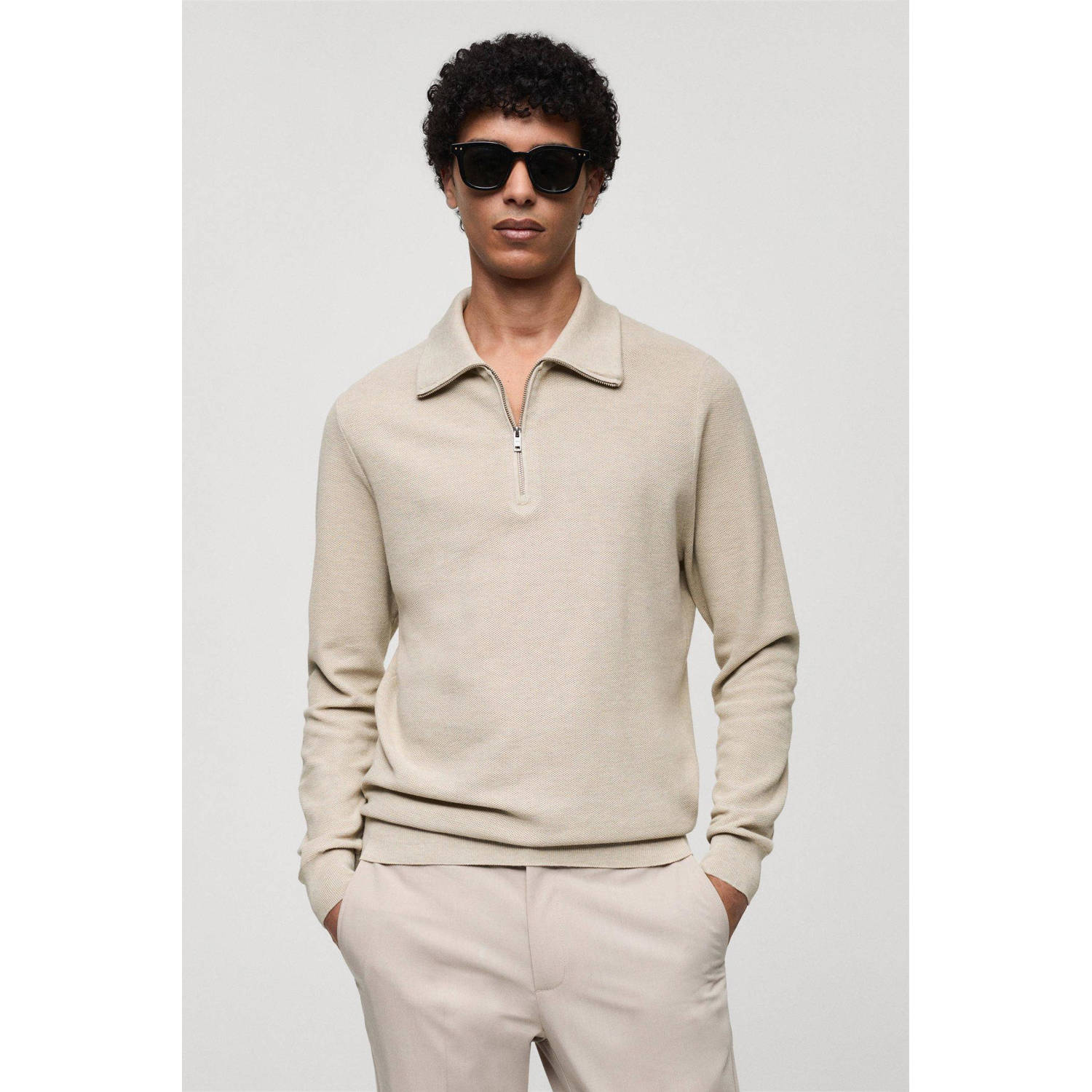 Mango Man gebreide trui beige