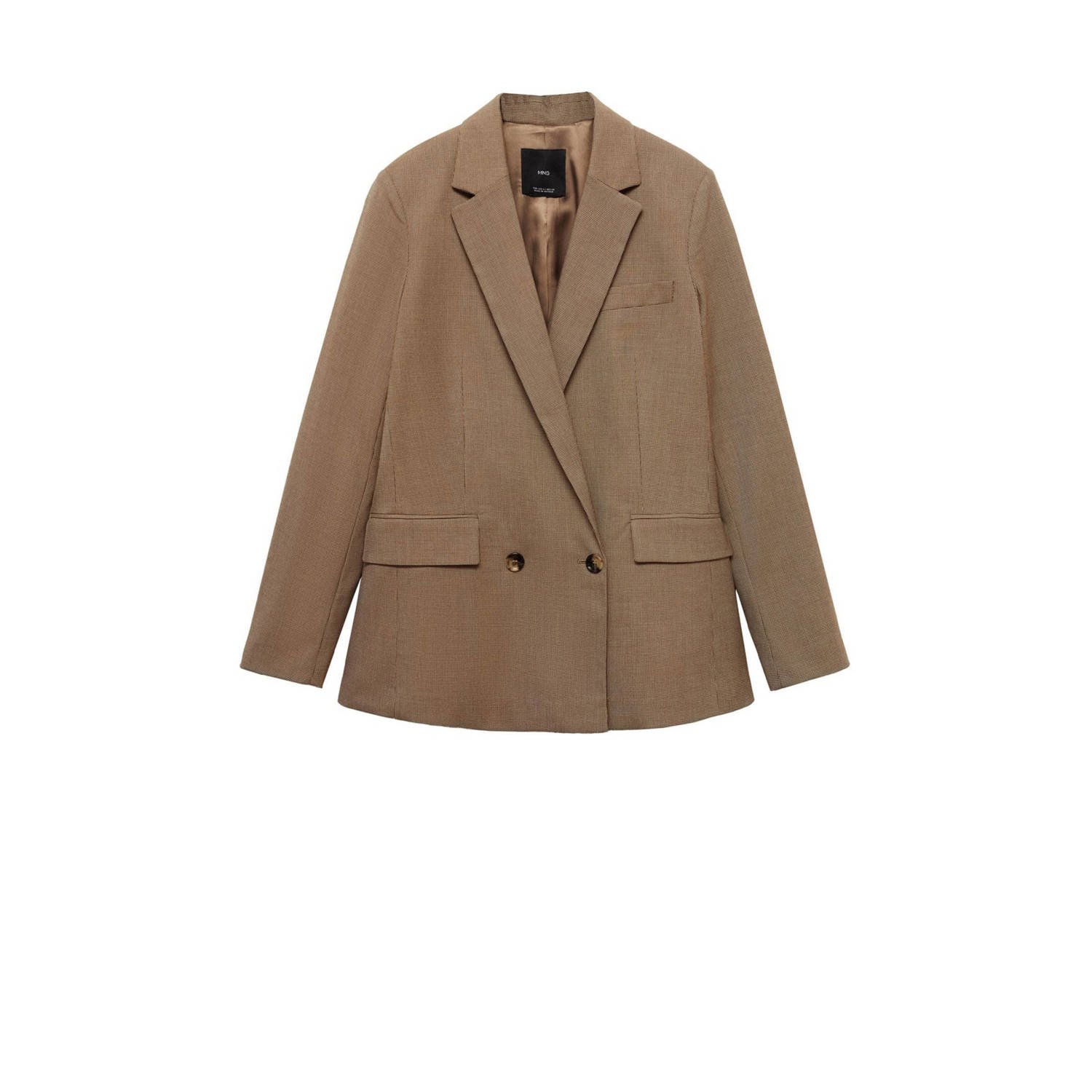 Mango rechtvallende blazer met pied-de-poule donkerbruin