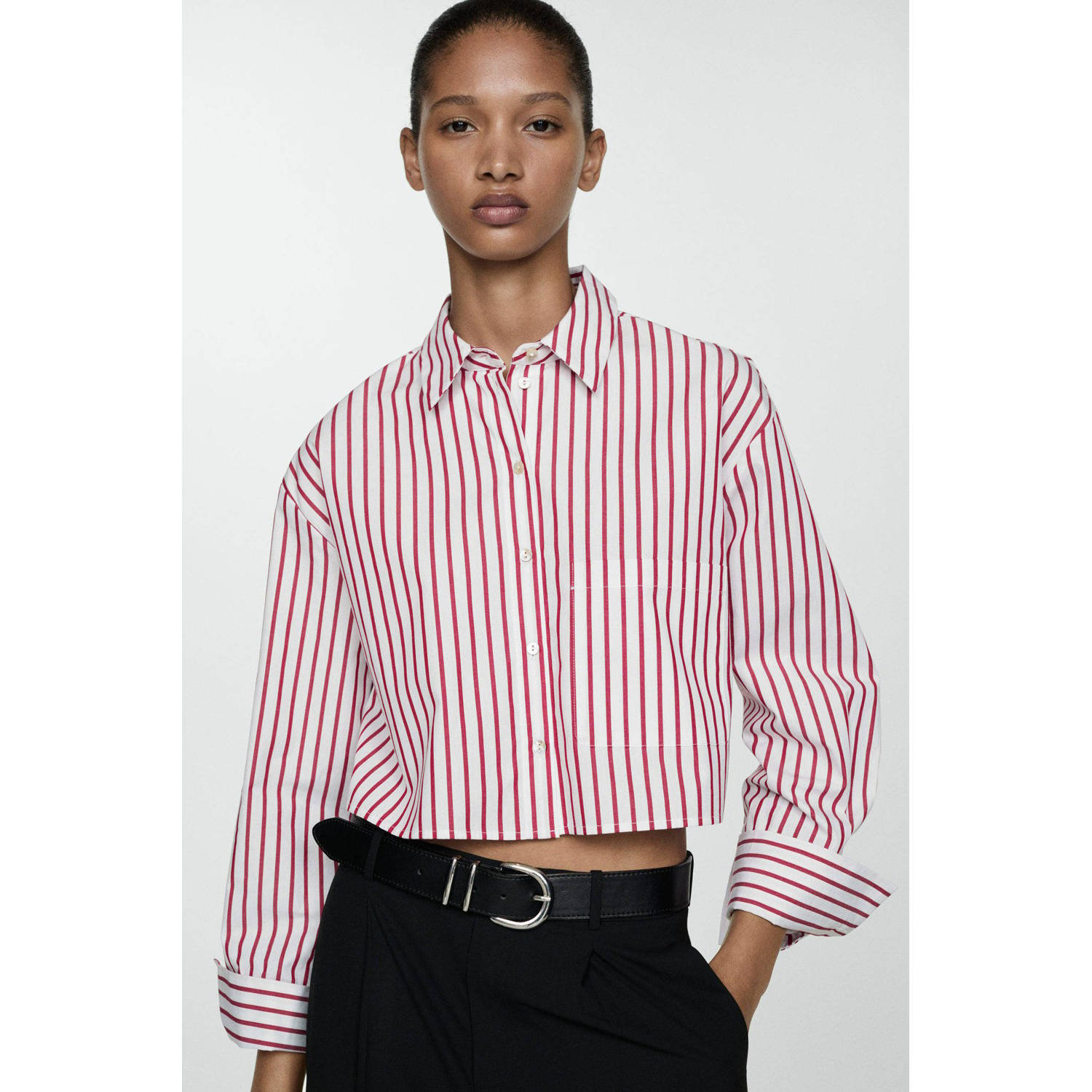 Mango gestreepte blouse rood wit