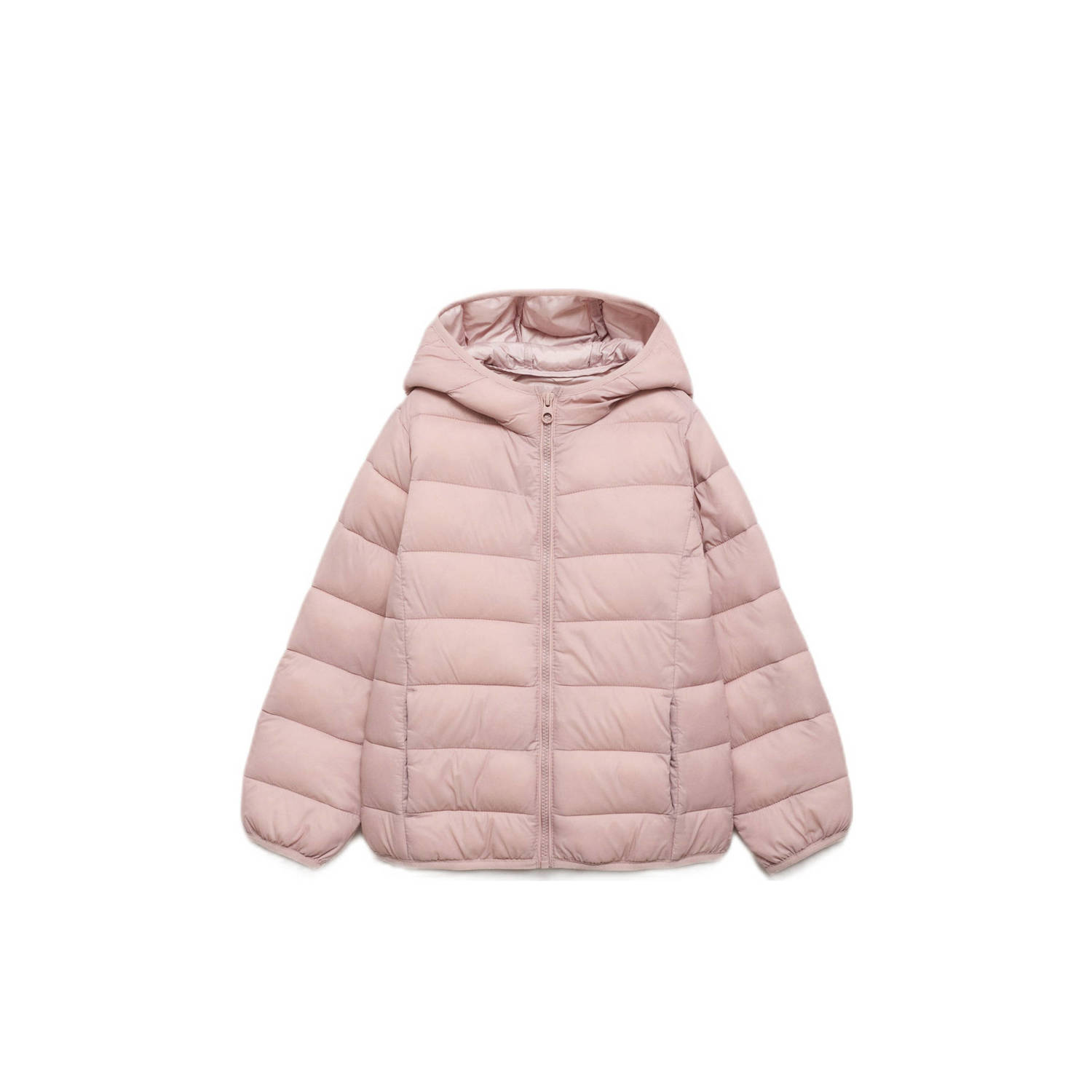 Mango Kids gewatteerde winterjas pastelroze