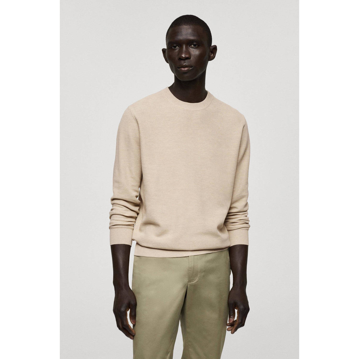 Mango Man gebreide trui beige