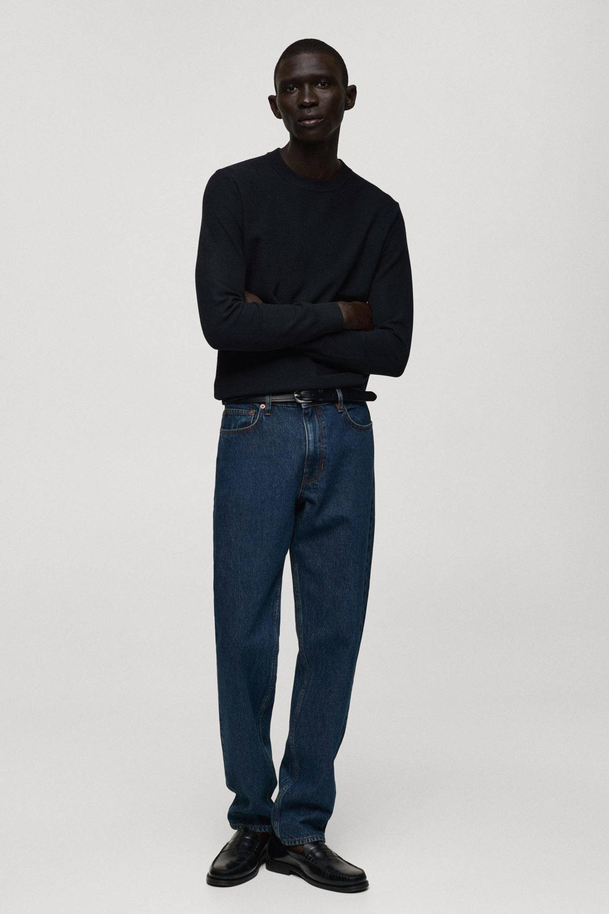 Mango Man gemêleerde trui marineblauw