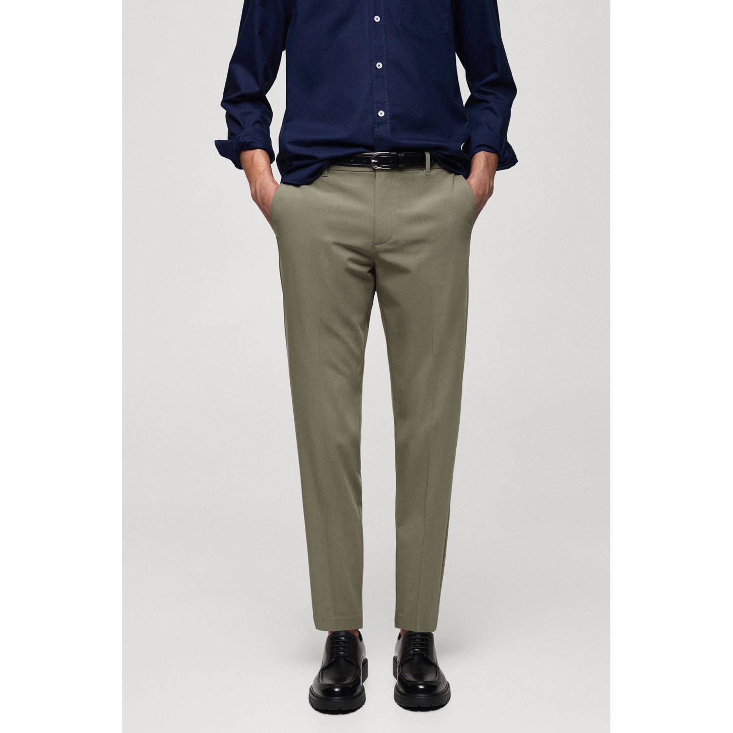 Mango Man slim fit pantalon groen