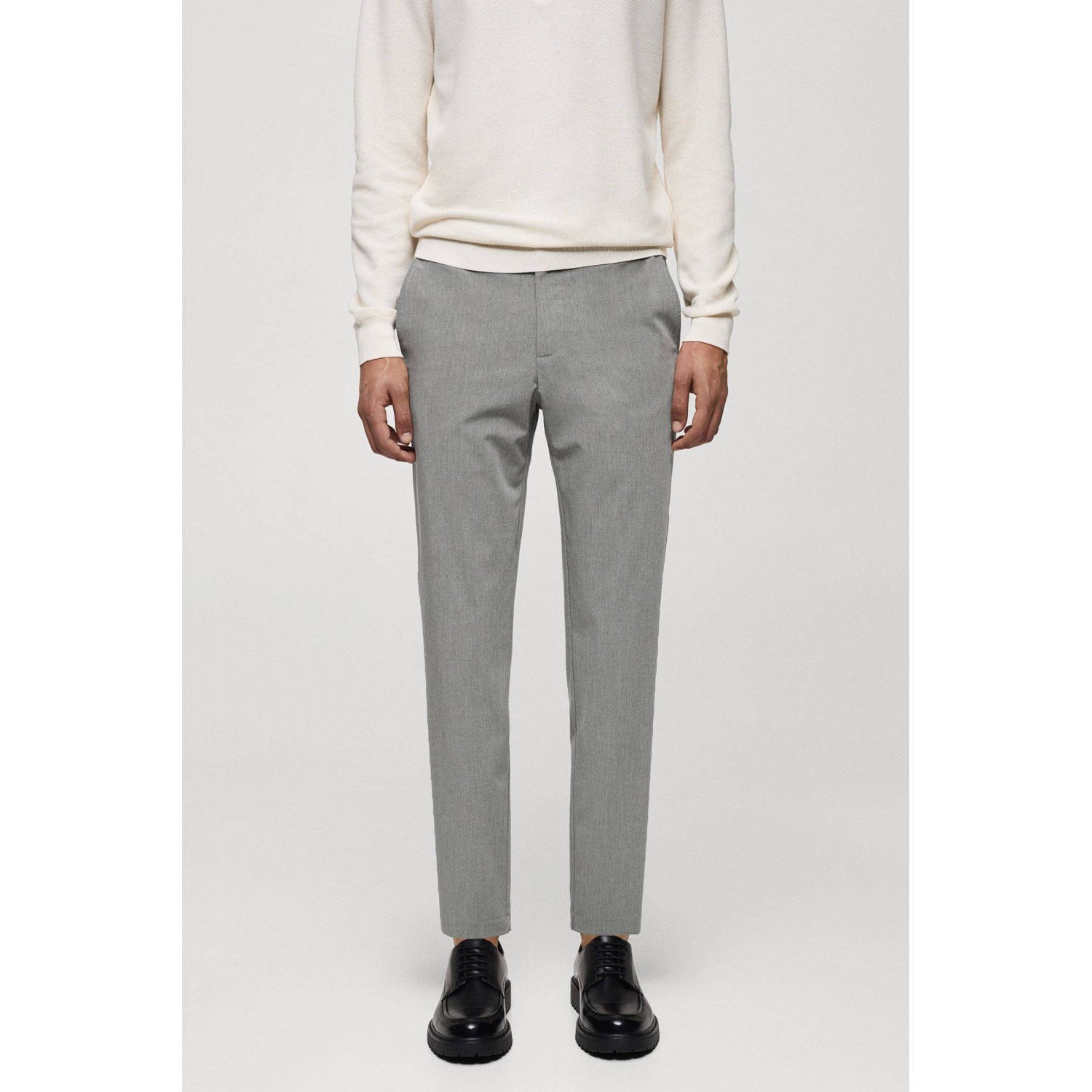Mango Man slim fit pantalon grijs
