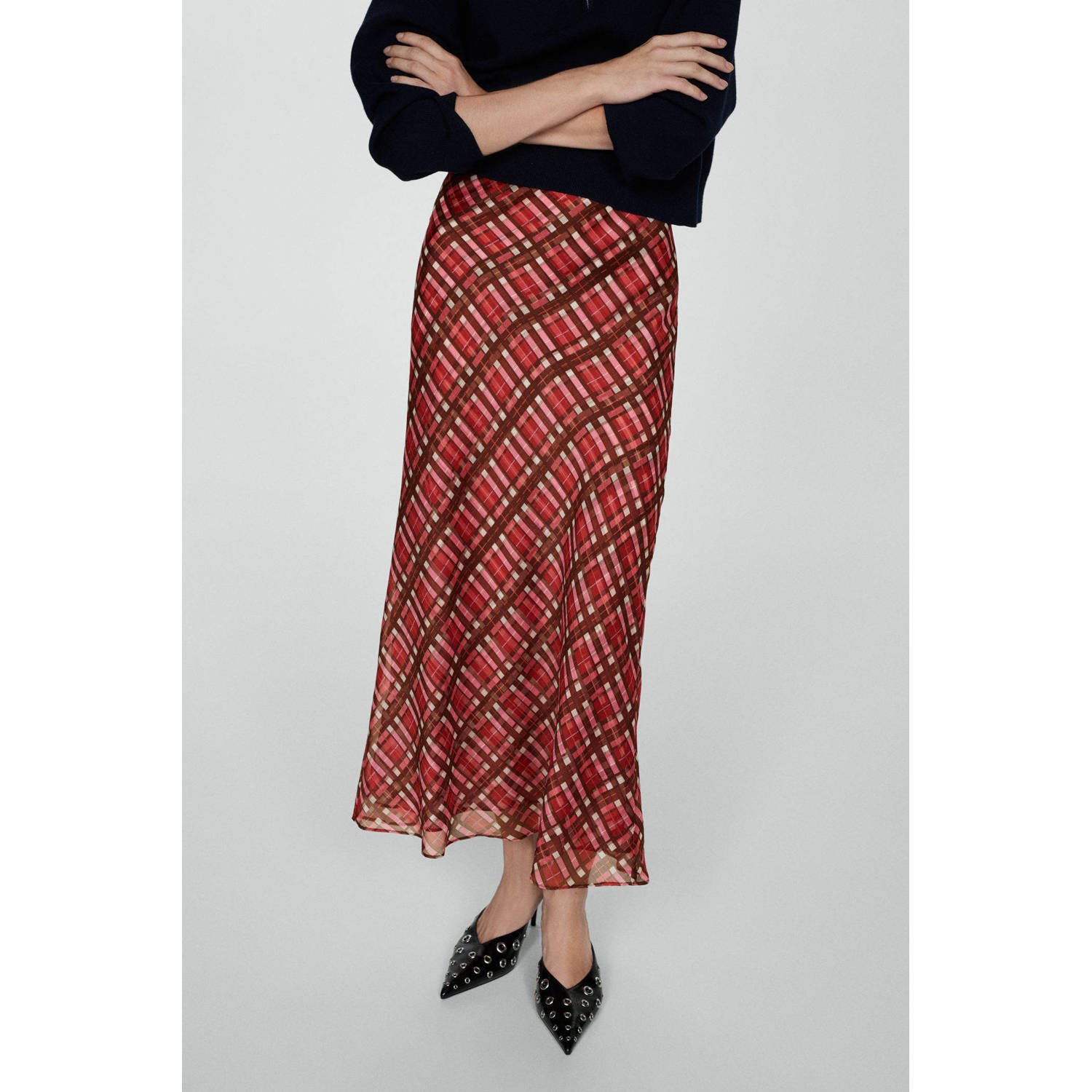 Mango midi rok rood