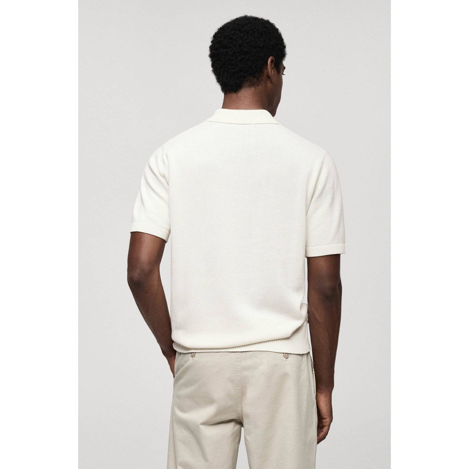 Mango Man regular fit polo naturel wit