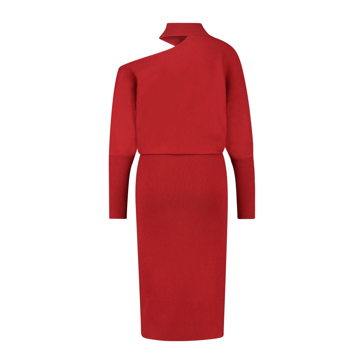 Expresso fijngebreide open shoulder jurk EX24-32034 rood