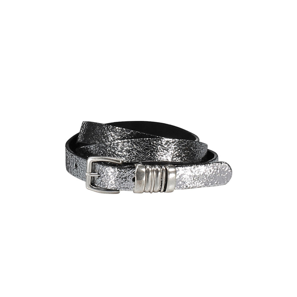 Expresso metallic leren riem zilverkleurig