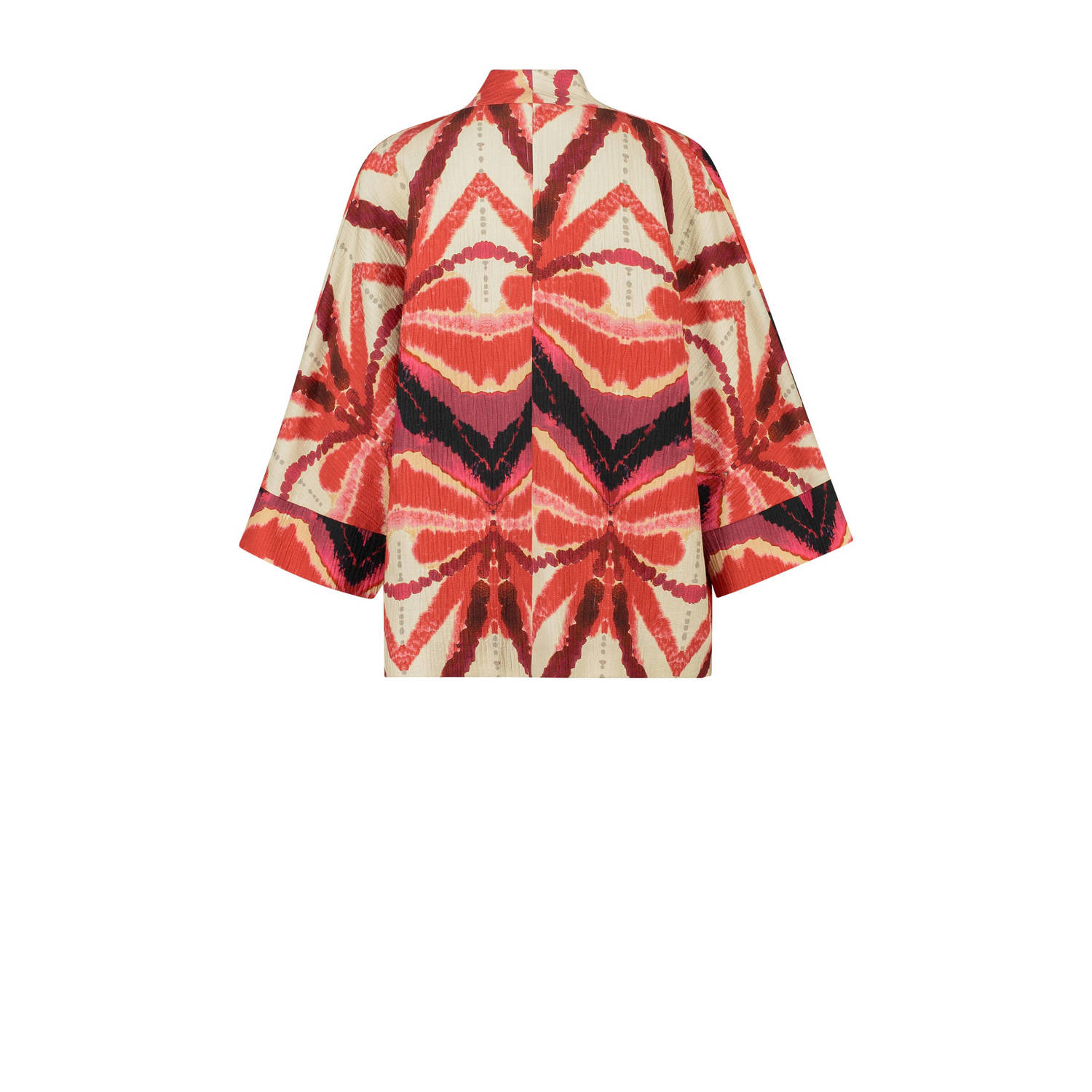 Expresso kimono jasje met all over print rood ecru zwart