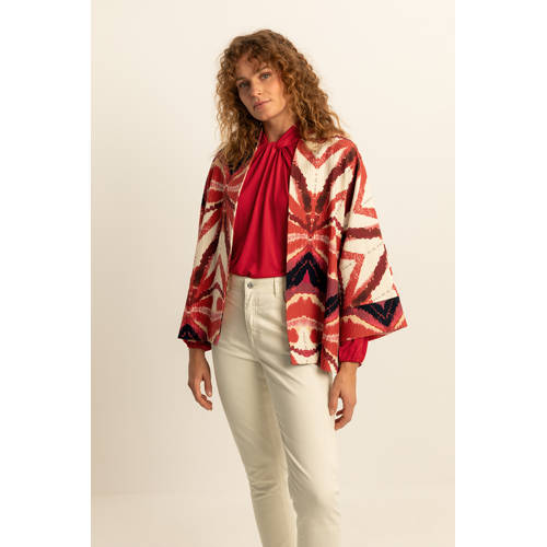 Expresso kimono jasje met all over print rood/ecru/zwart afbeelding