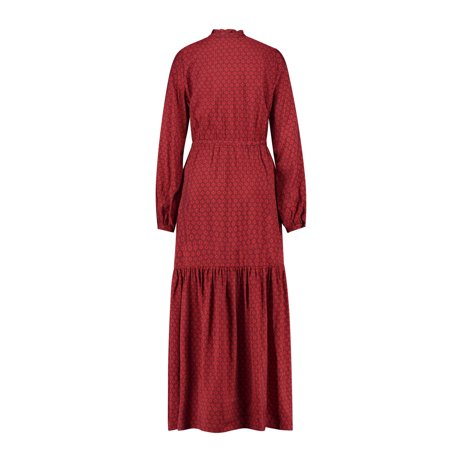 Expresso maxi jurk met all over print en volant rood