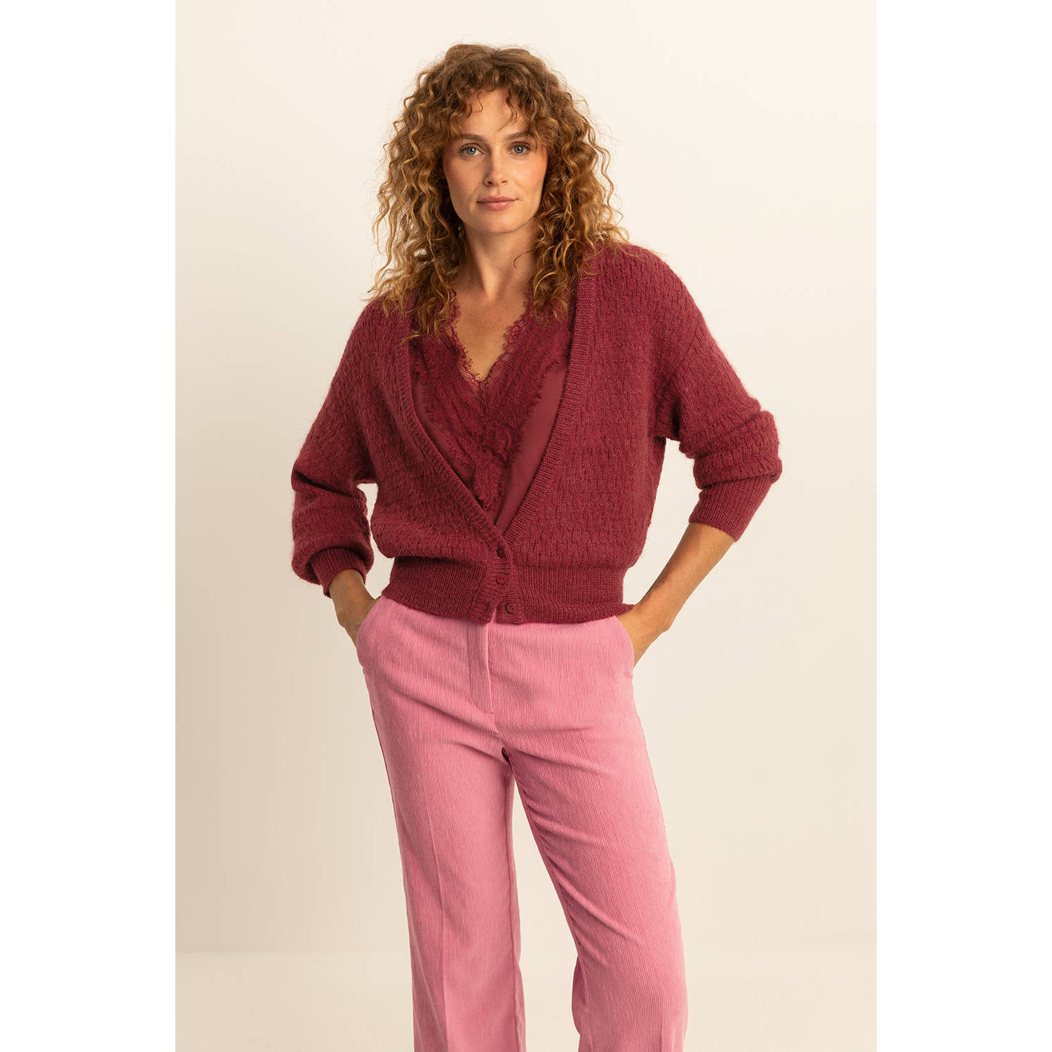 Expresso fijngebreid vest ecru