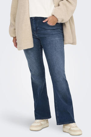 high waist flared jeans dark blue denim
