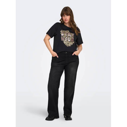 ONLY CARMAKOMA high waist tapered jeans black denim afbeelding