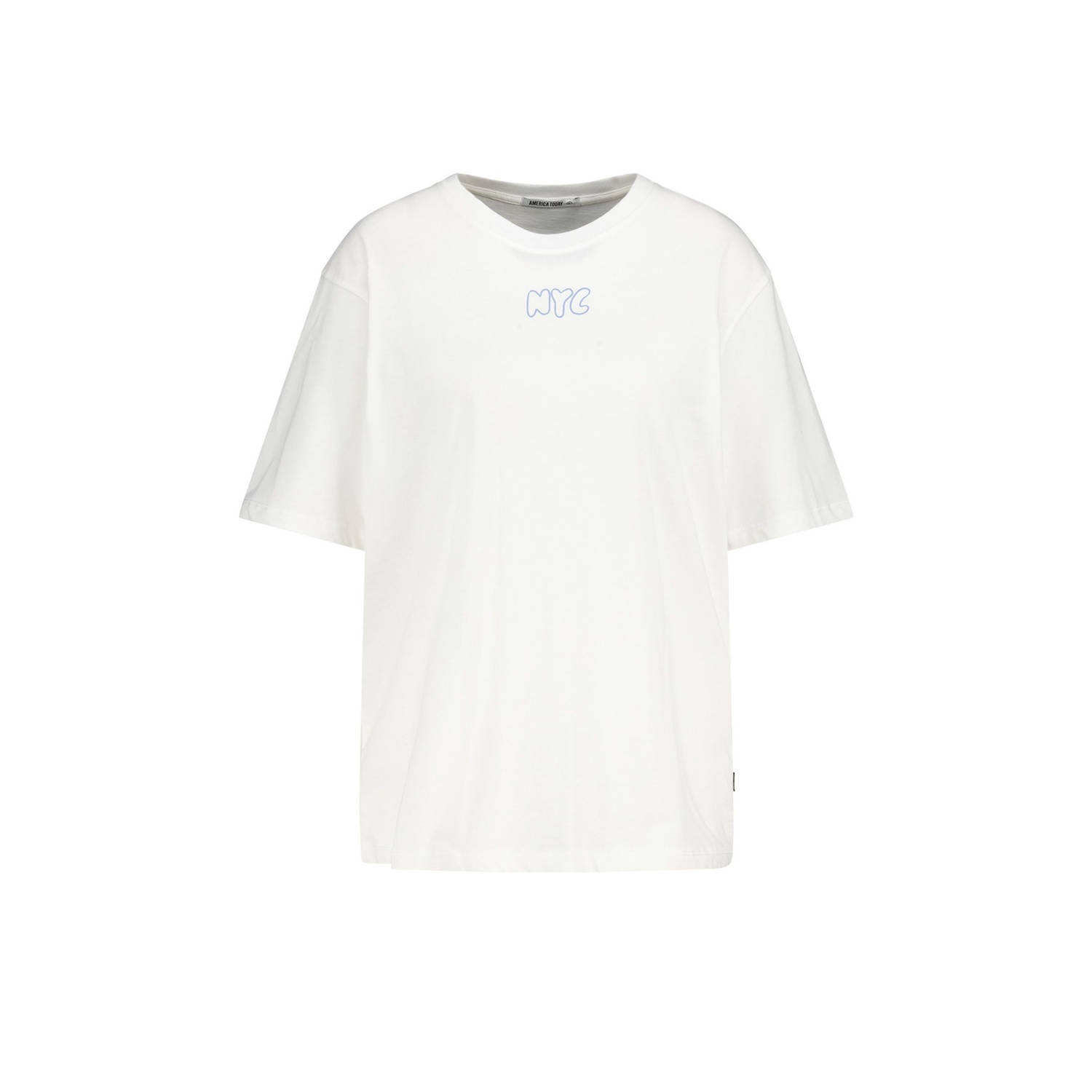 America Today jersey T-shirt met printopdruk ecru oranje
