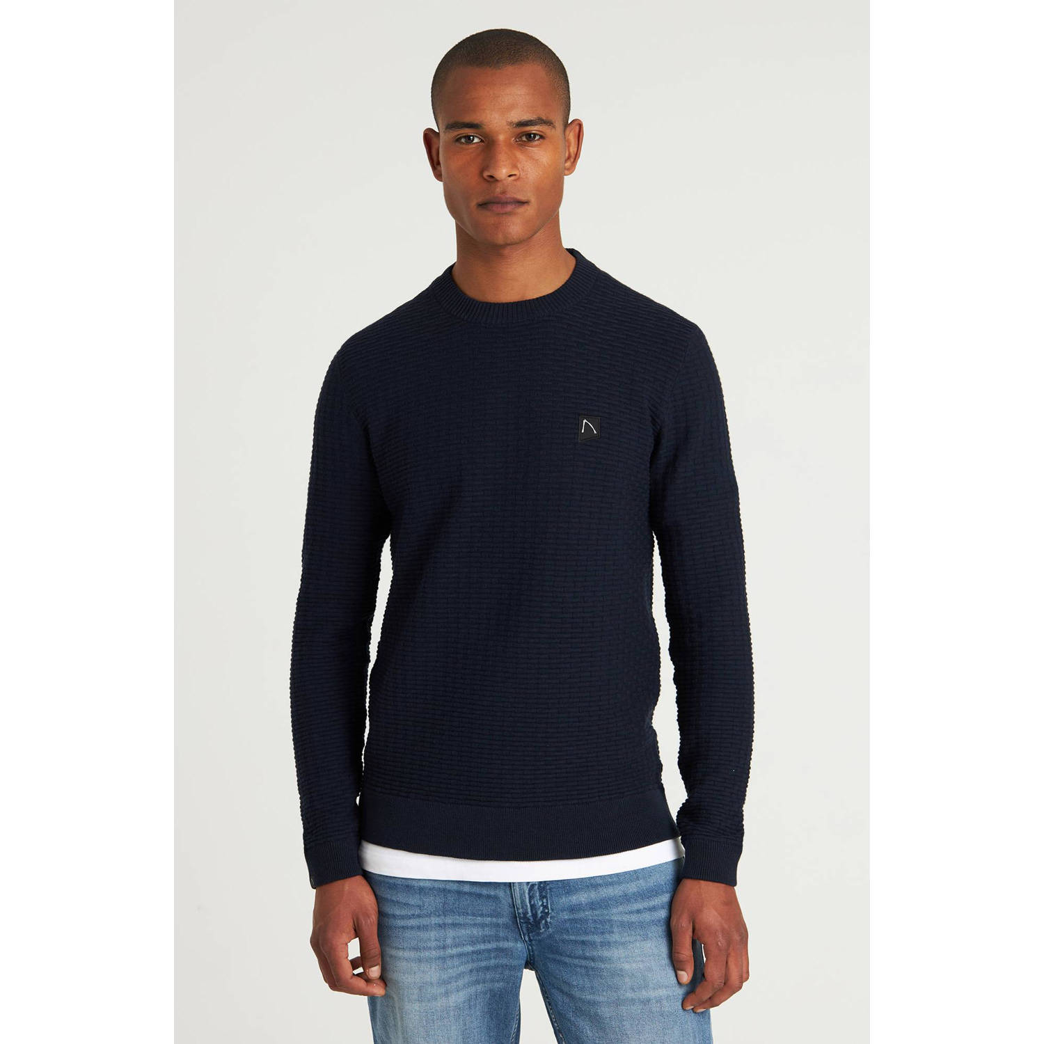 CHASIN' gebreide trui donkerblauw