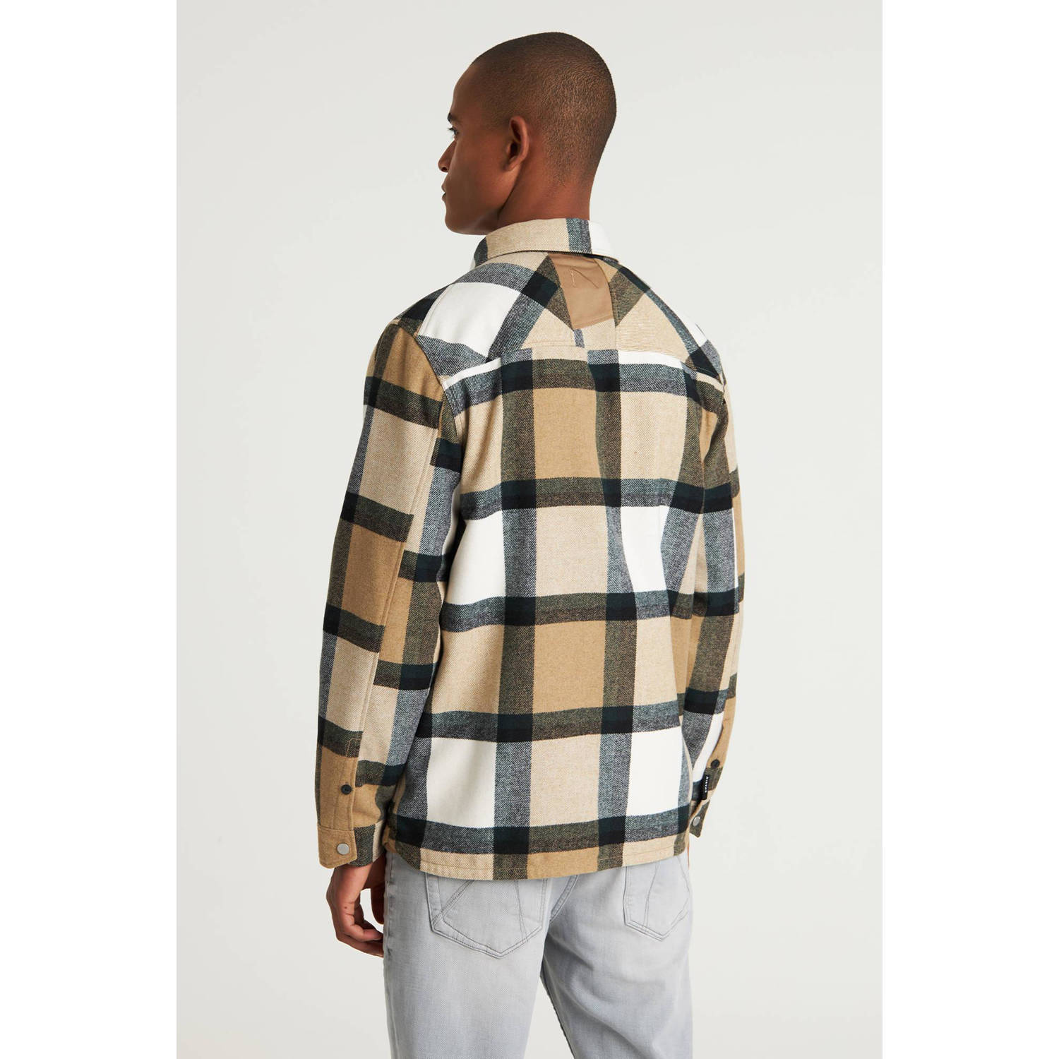CHASIN' geruit regular fit overshirt Axel Mick beige