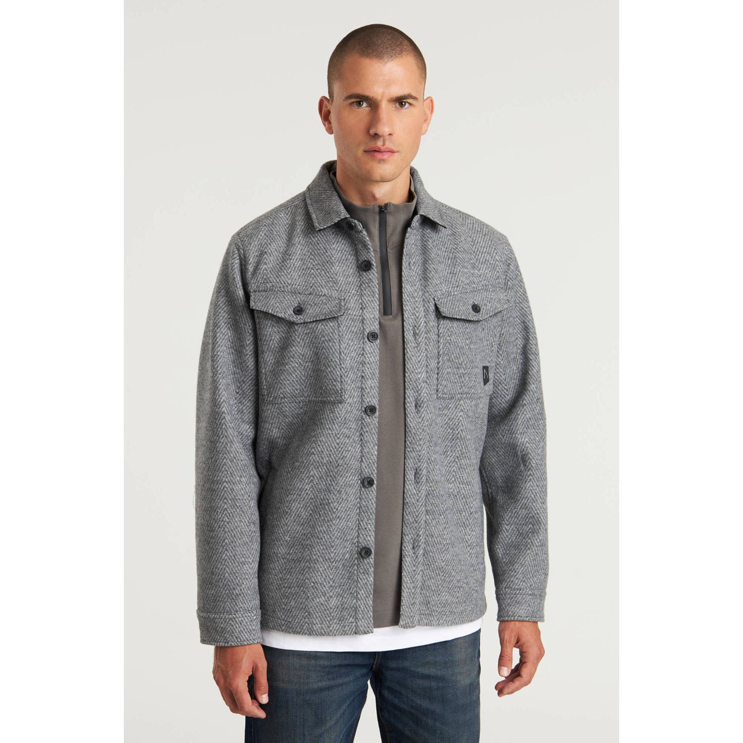 CHASIN' overshirt Stryke Herring met all over print grijs
