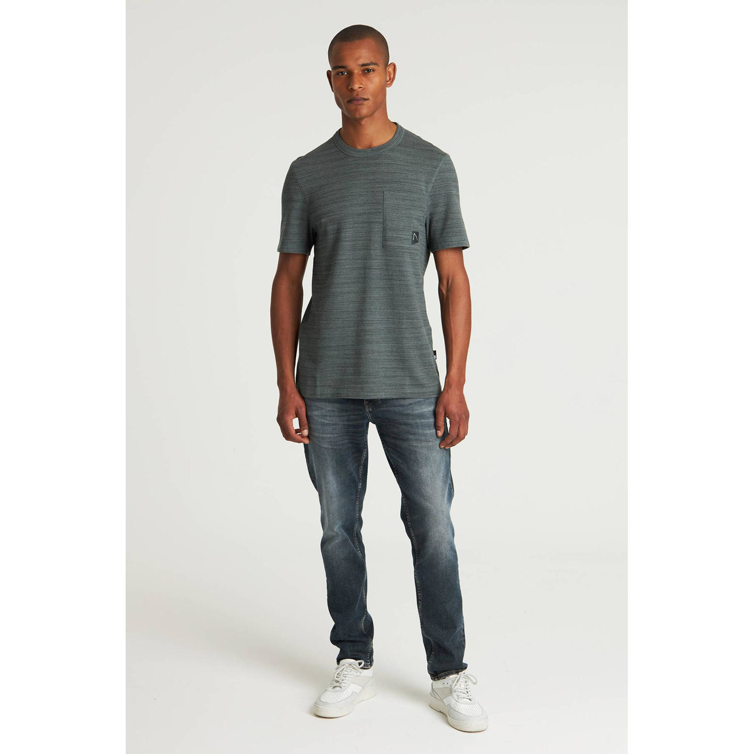 CHASIN' gemêleerd regular fit T-shirt Morrow groen